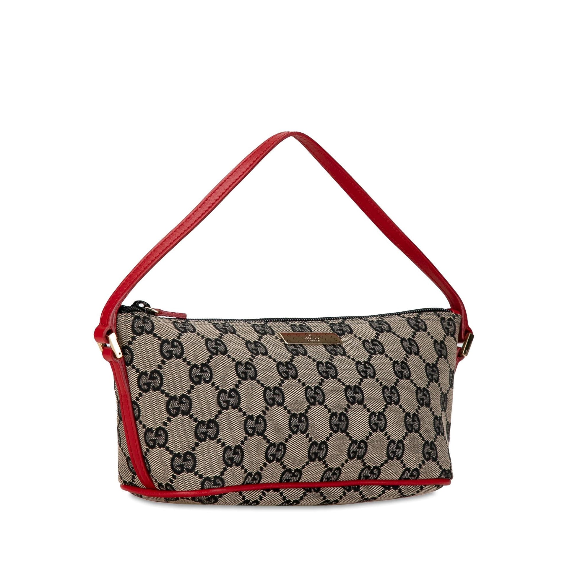 Gucci GG Boat SHG-X58v2X Canvas Calf Brown Red Shoulder Bag