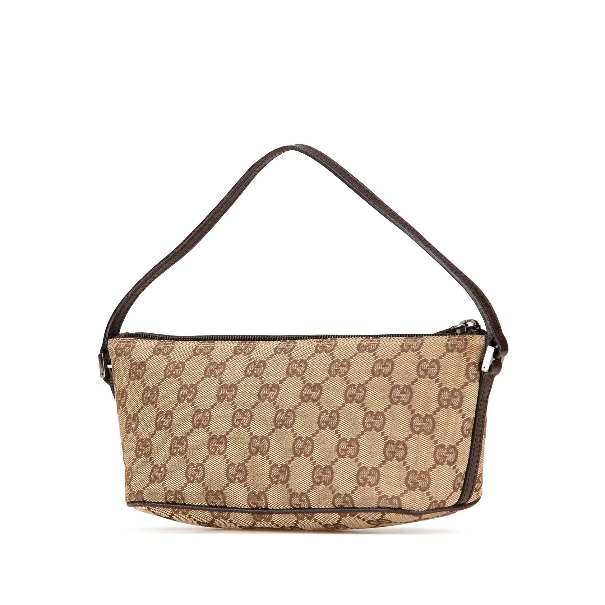 Gucci GG Boat SHG-j2kVT2 Canvas Calf Brown Shoulder Bag