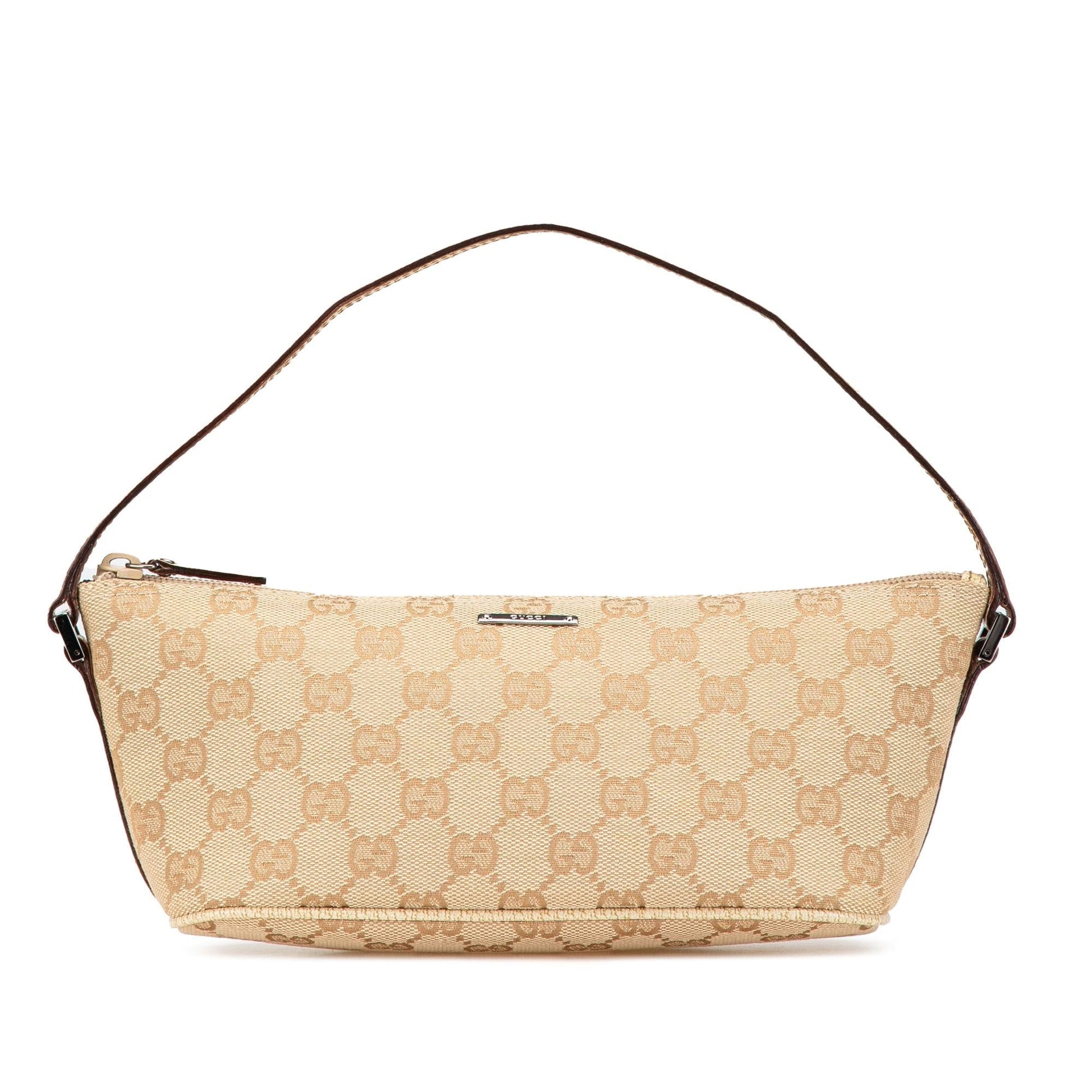 Gucci GG Boat Canvas Calf Brown Shoulder Bag