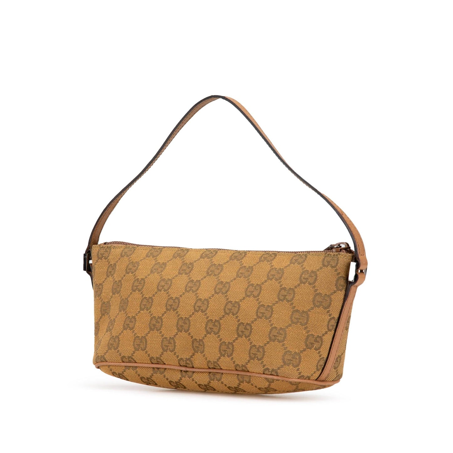 Gucci GG Boat Canvas Calf Brown Pink Shoulder Bag