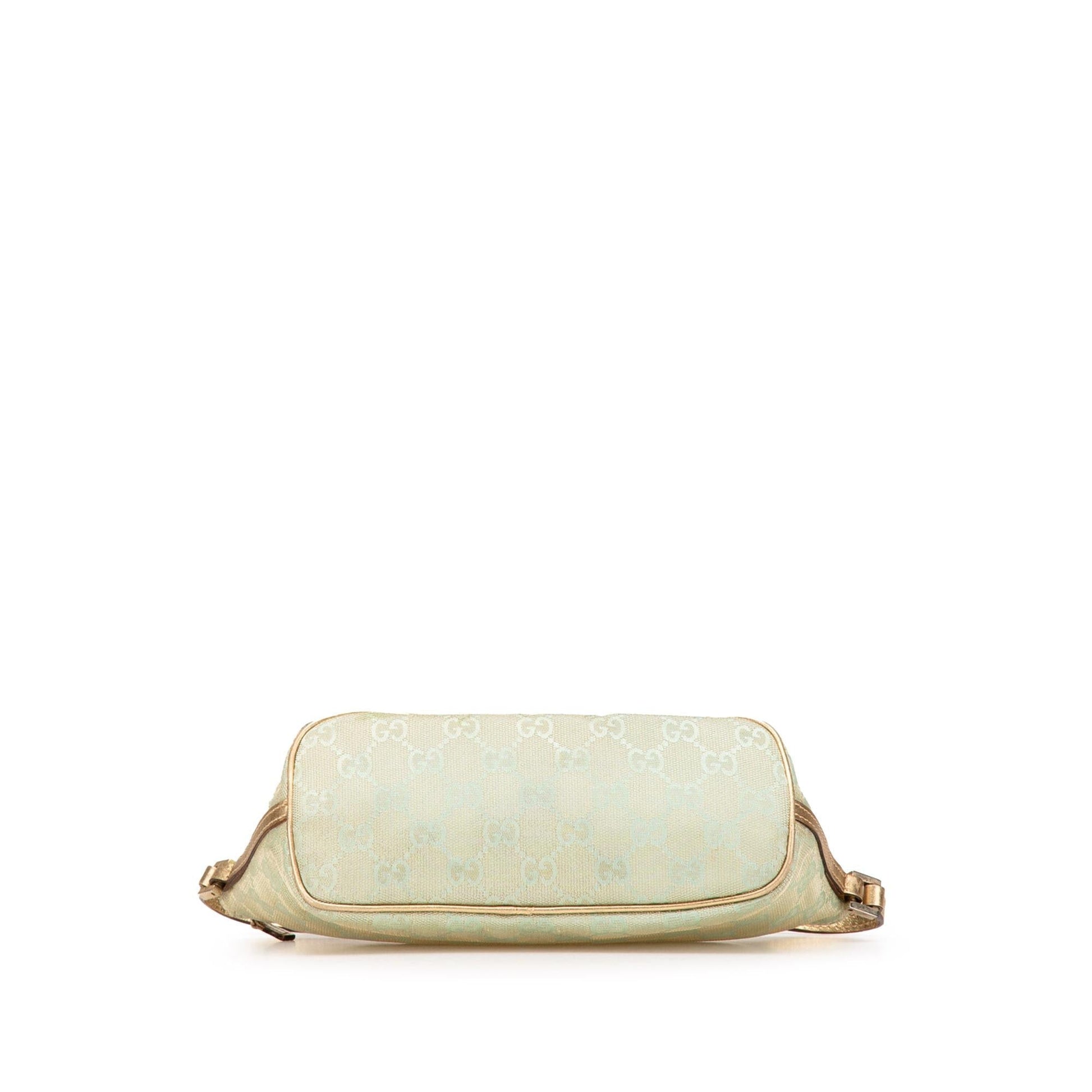 Gucci GG Boat Canvas Calf Green Gold Shoulder Bag