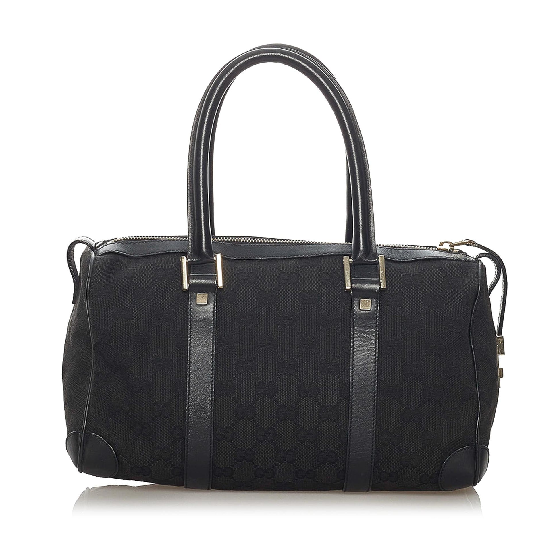 Gucci GG Boston SHG Canvas Calf Black Satchel Bag