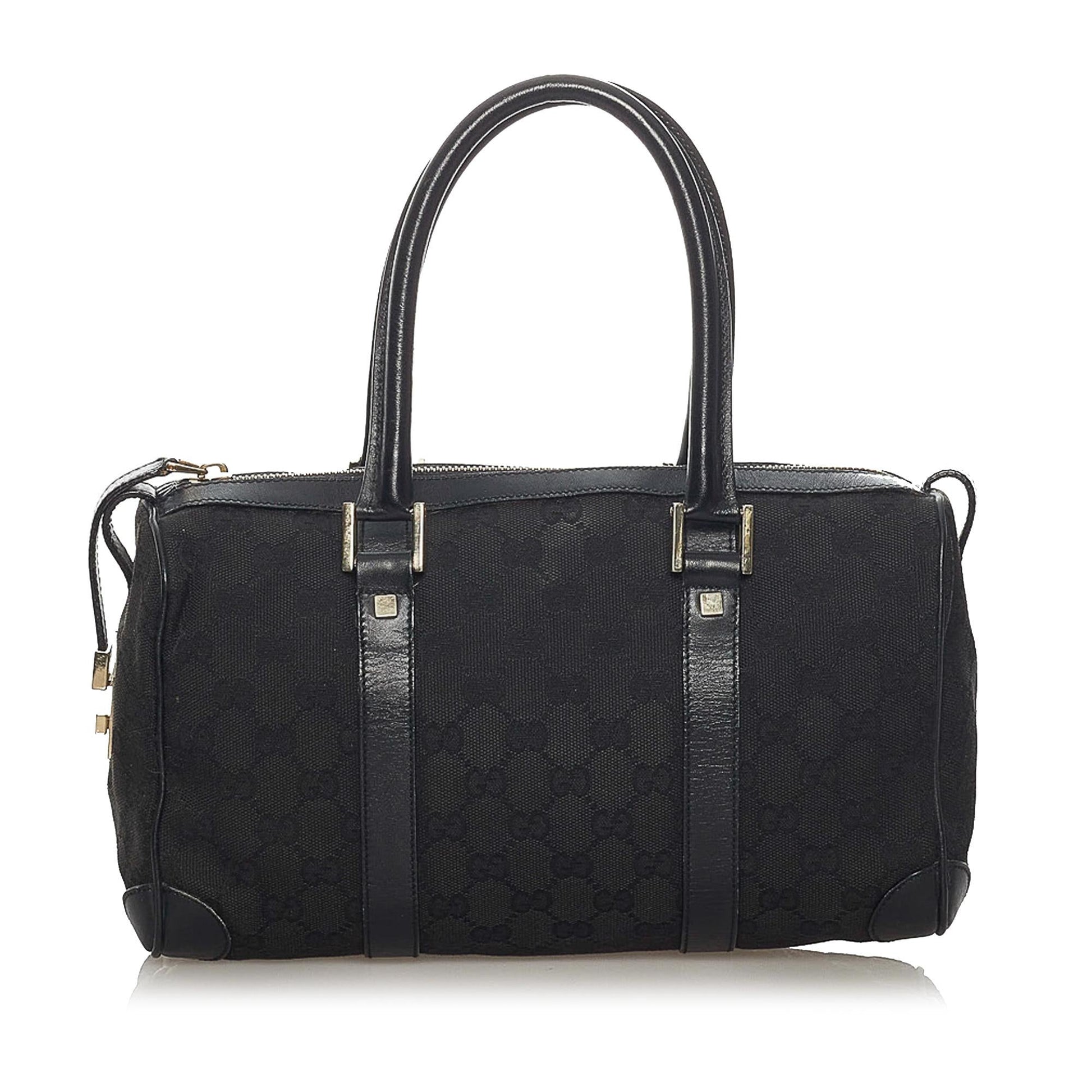 Gucci GG Boston SHG Canvas Calf Black Satchel Bag