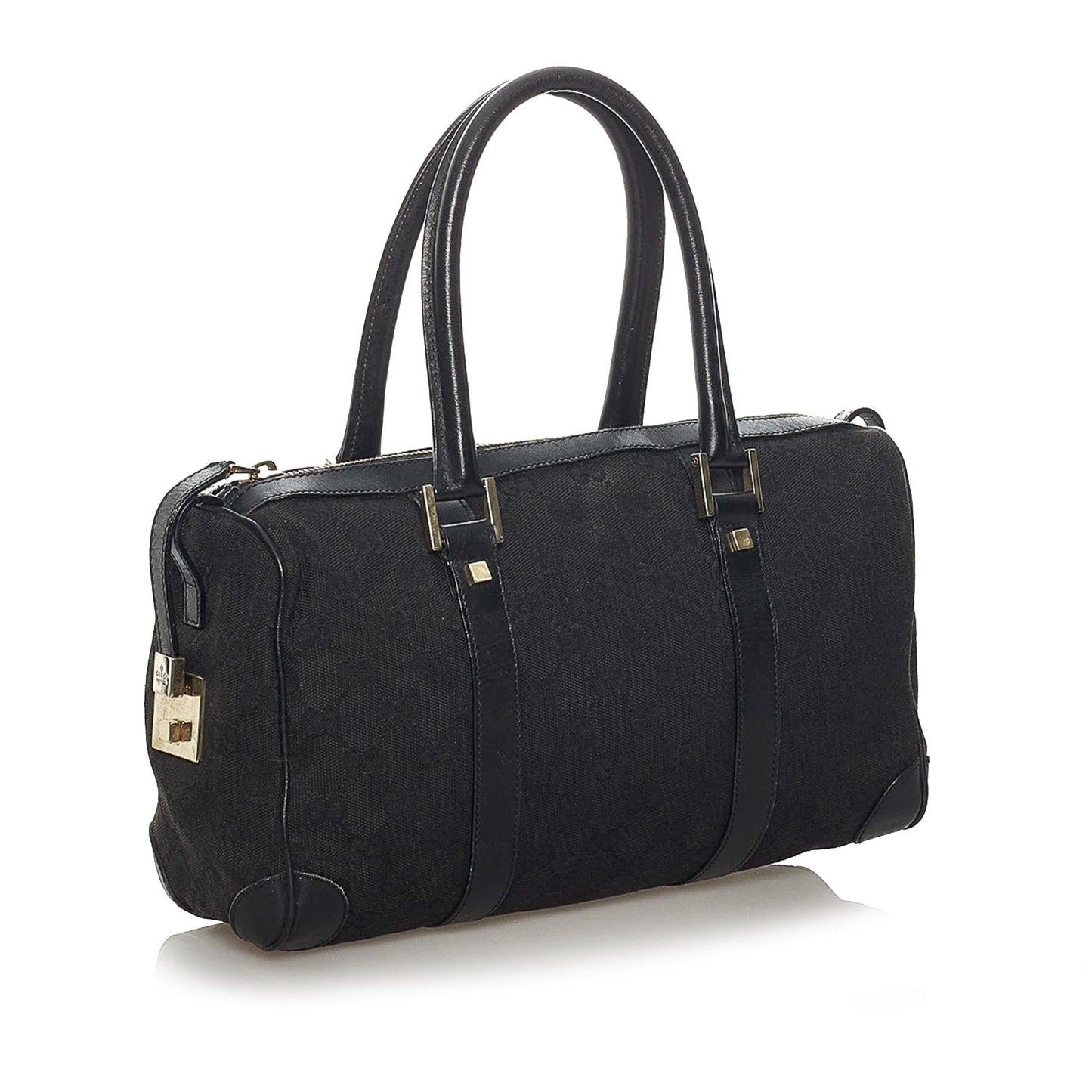 Gucci GG Boston SHG Canvas Calf Black Satchel Bag