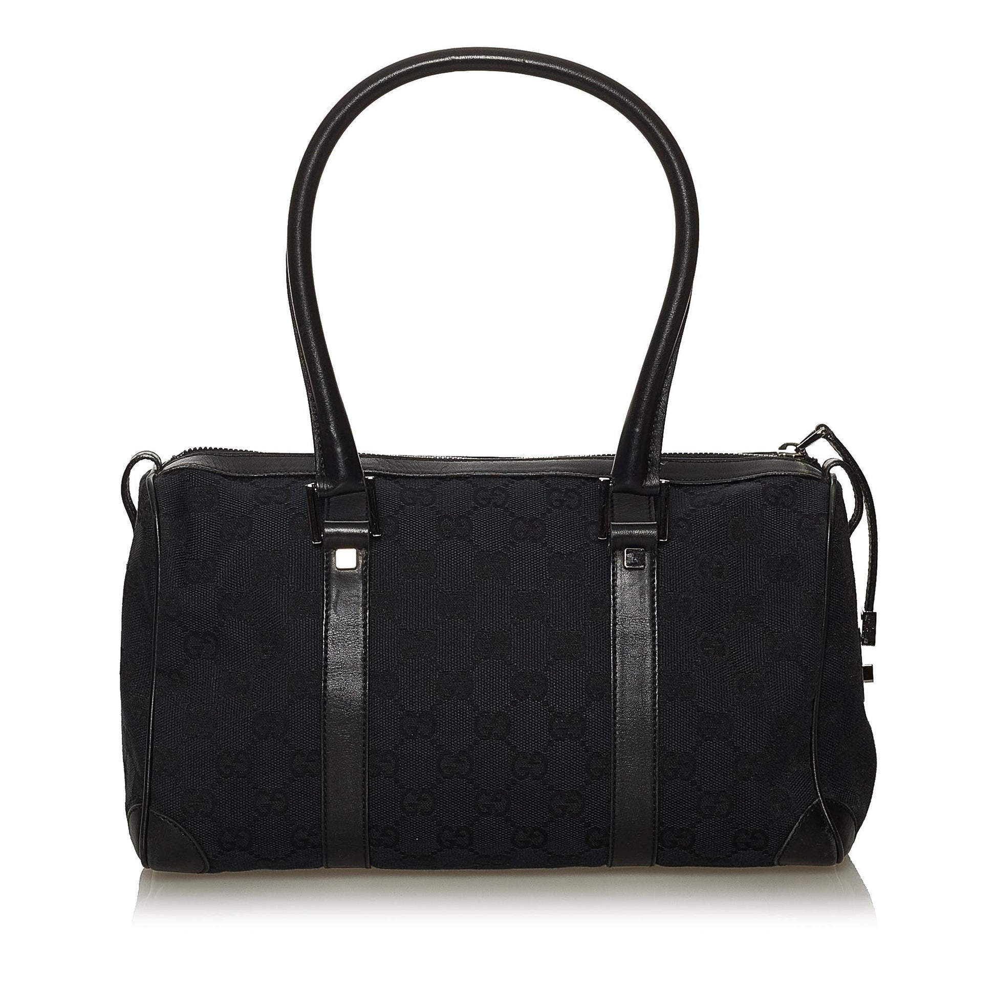 Gucci GG Boston SHG Canvas Black Satchel Bag