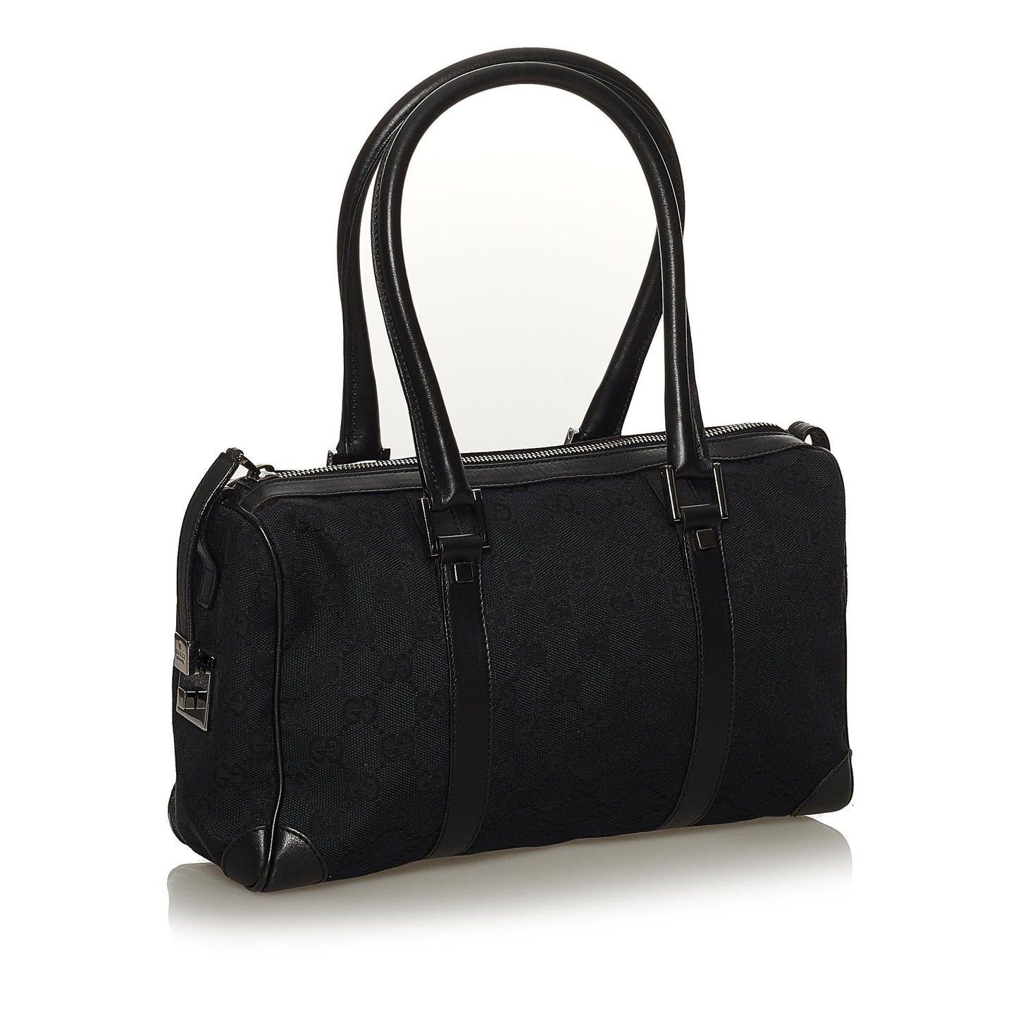 Gucci GG Boston SHG Canvas Black Satchel Bag