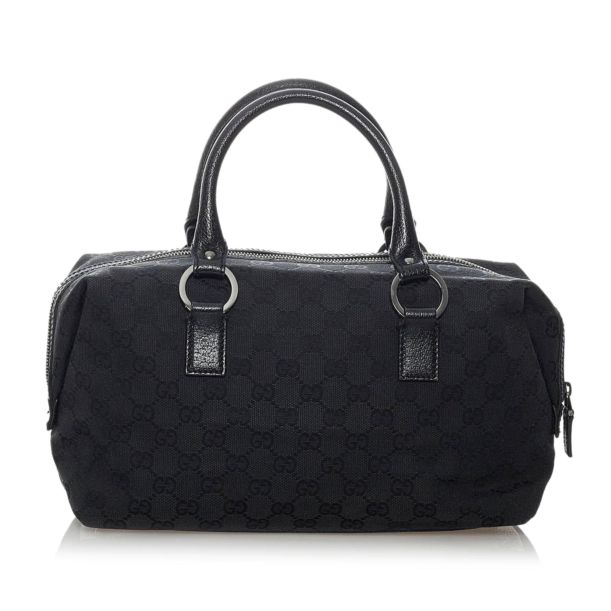 Gucci GG Boston SHG Canvas Black Satchel Bag Bag Shg