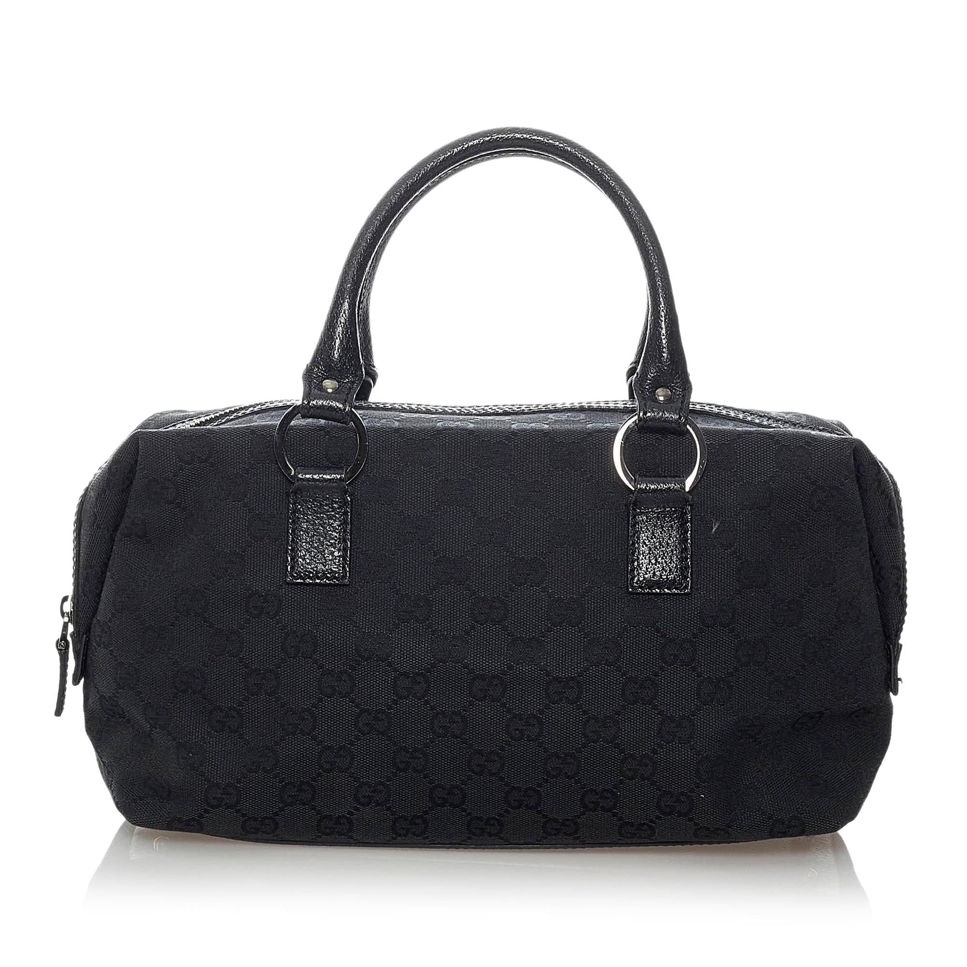 Gucci GG Boston SHG Canvas Black Satchel Bag Bag Shg