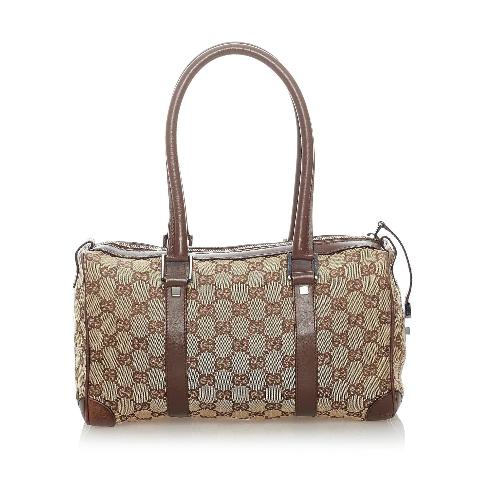 Gucci GG Boston SHG Canvas Brown Satchel Bag