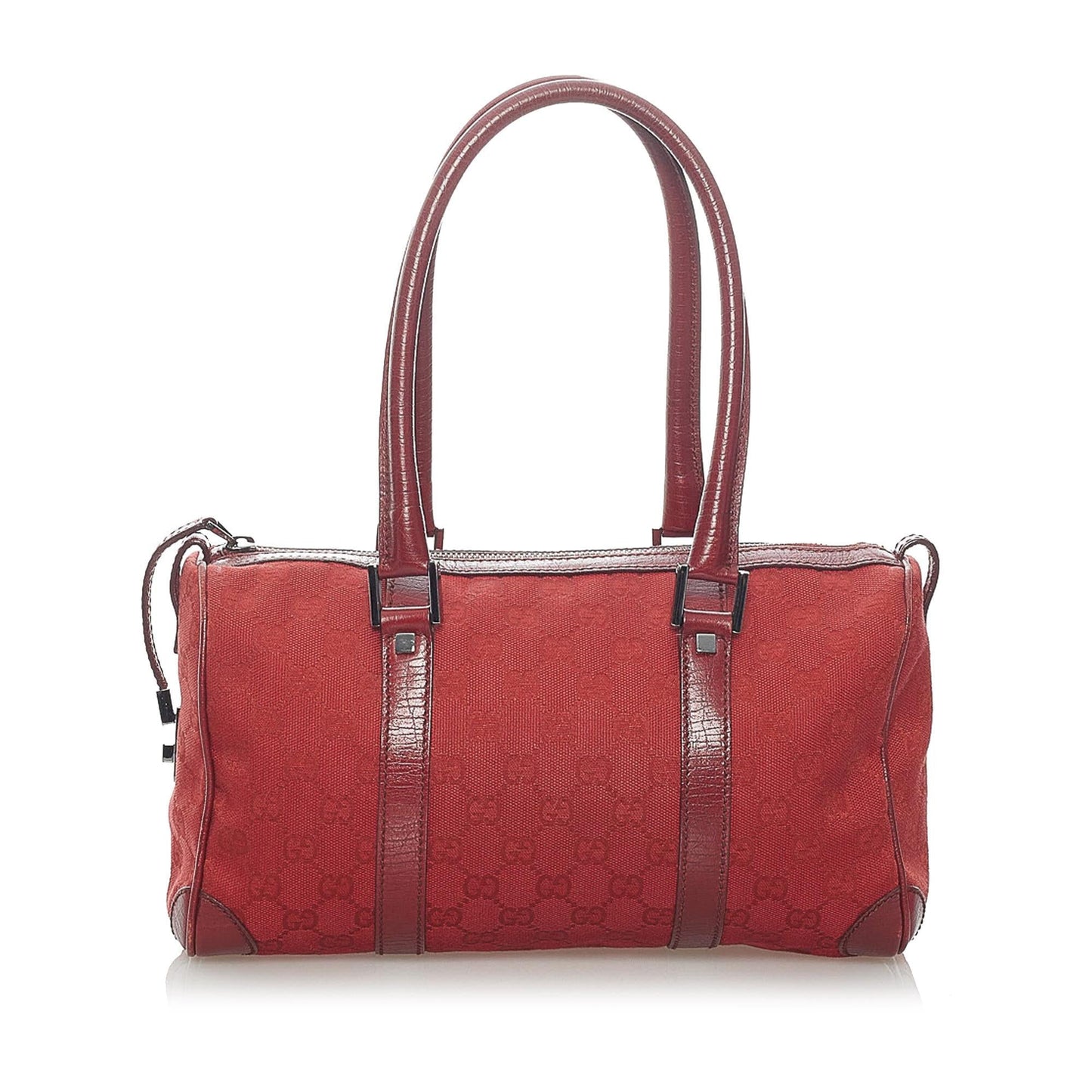 Gucci GG Boston SHG Canvas Calf Red Satchel Bag