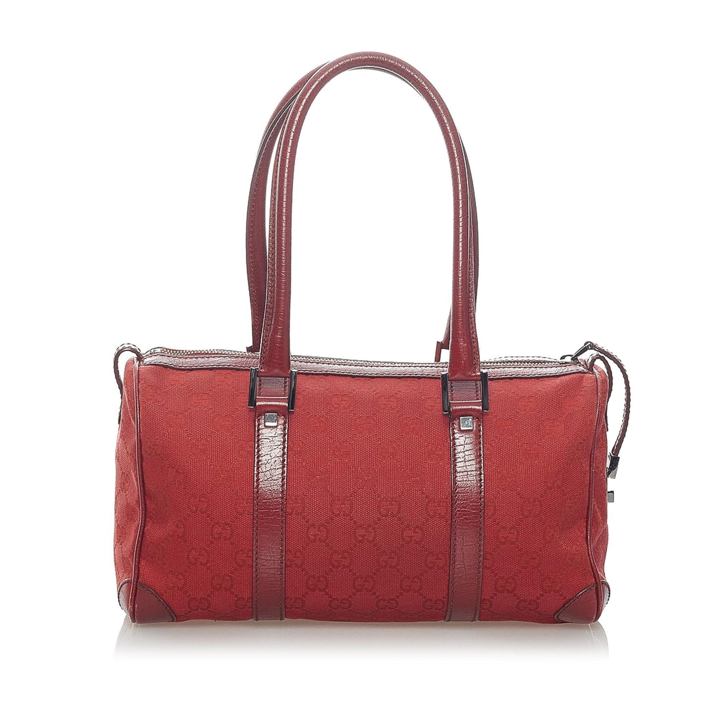 Gucci GG Boston SHG Canvas Calf Red Satchel Bag Bag Shg
