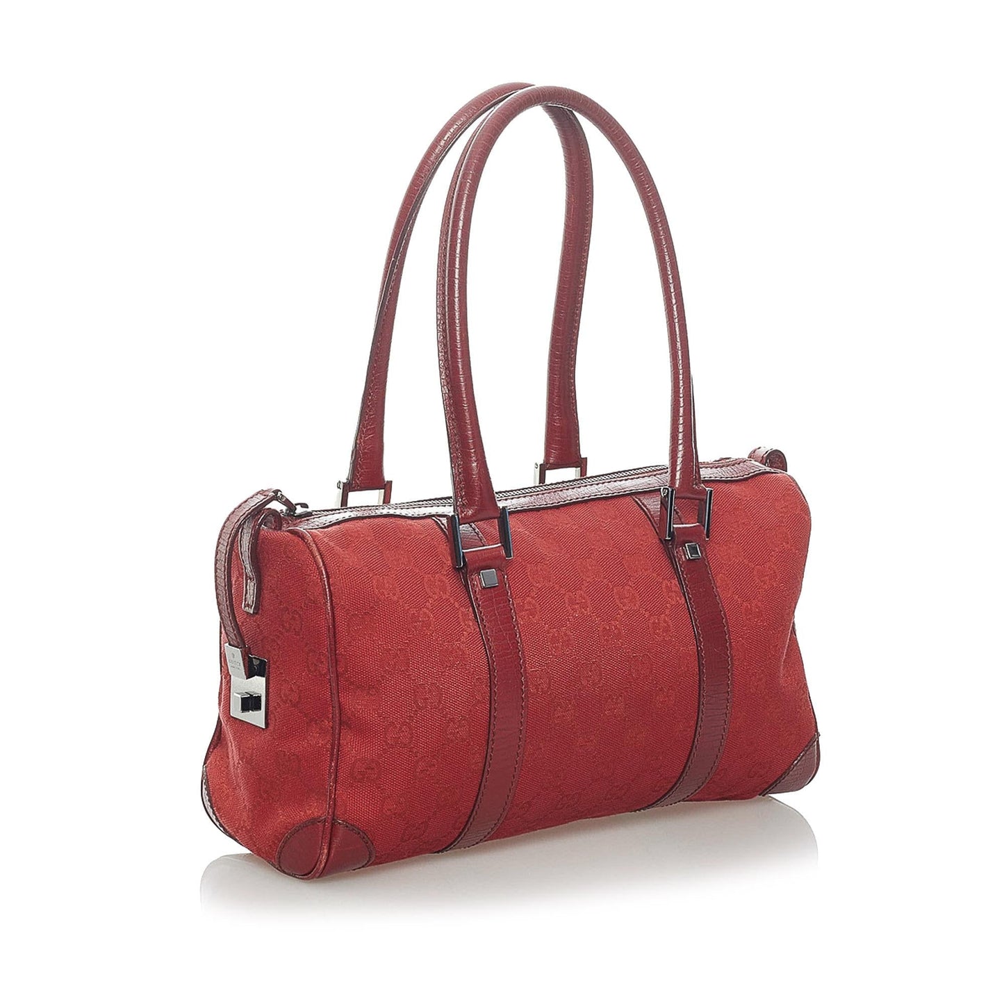 Gucci GG Boston SHG Canvas Calf Red Satchel Bag Bag Shg
