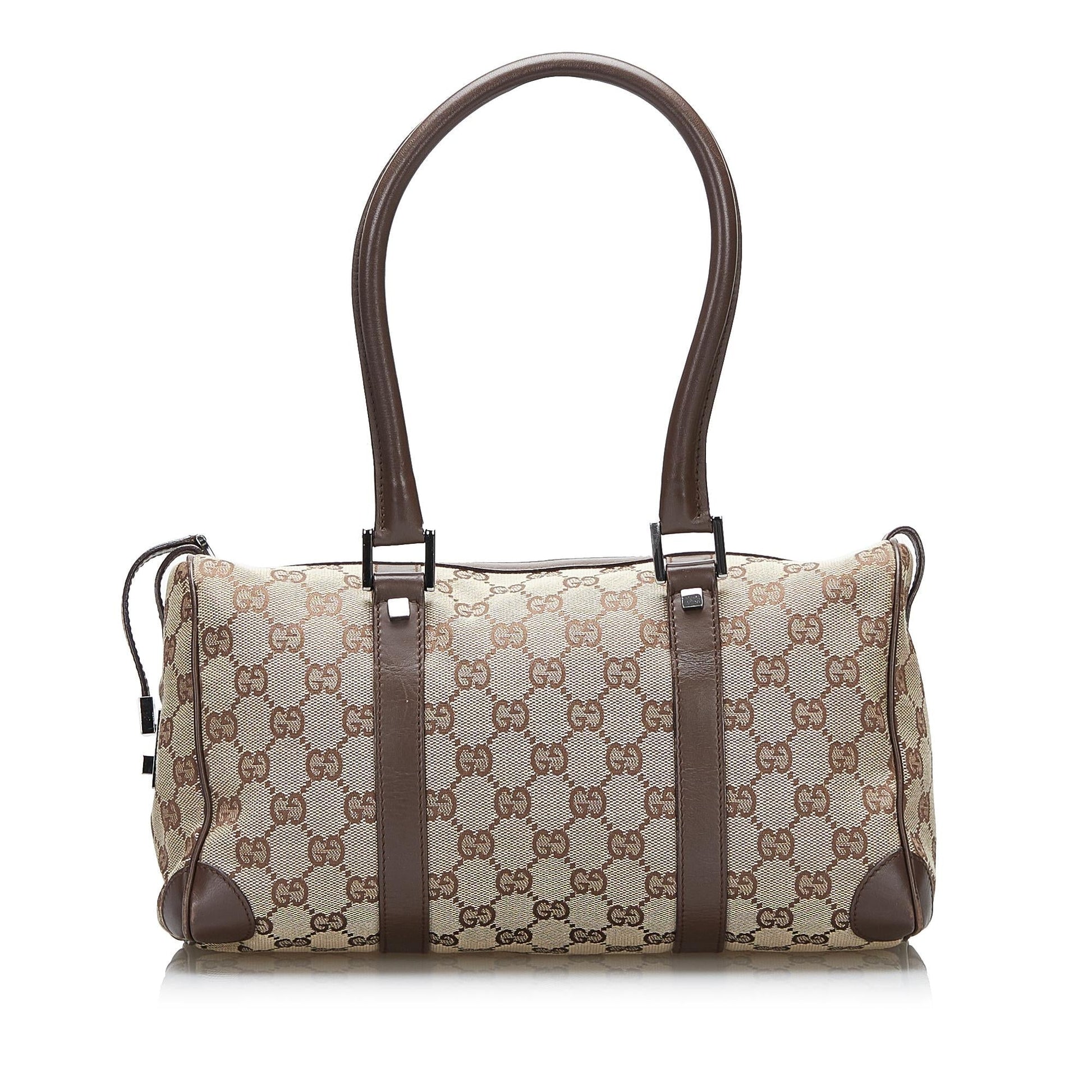Gucci GG Boston SHG-Q90qeq Canvas Calf Brown Satchel Bag