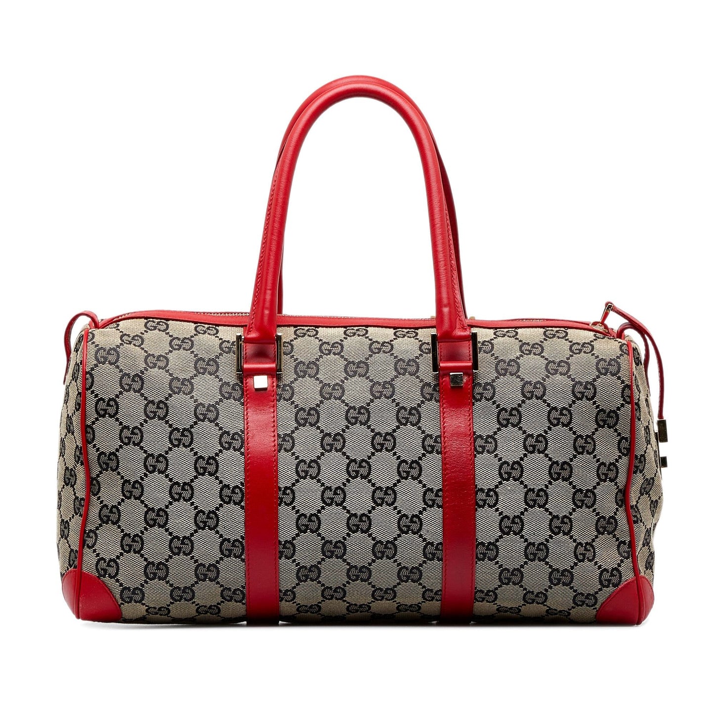 Gucci GG Boston SHG-OKnHH0 Canvas Calf Red Grey Satchel Bag