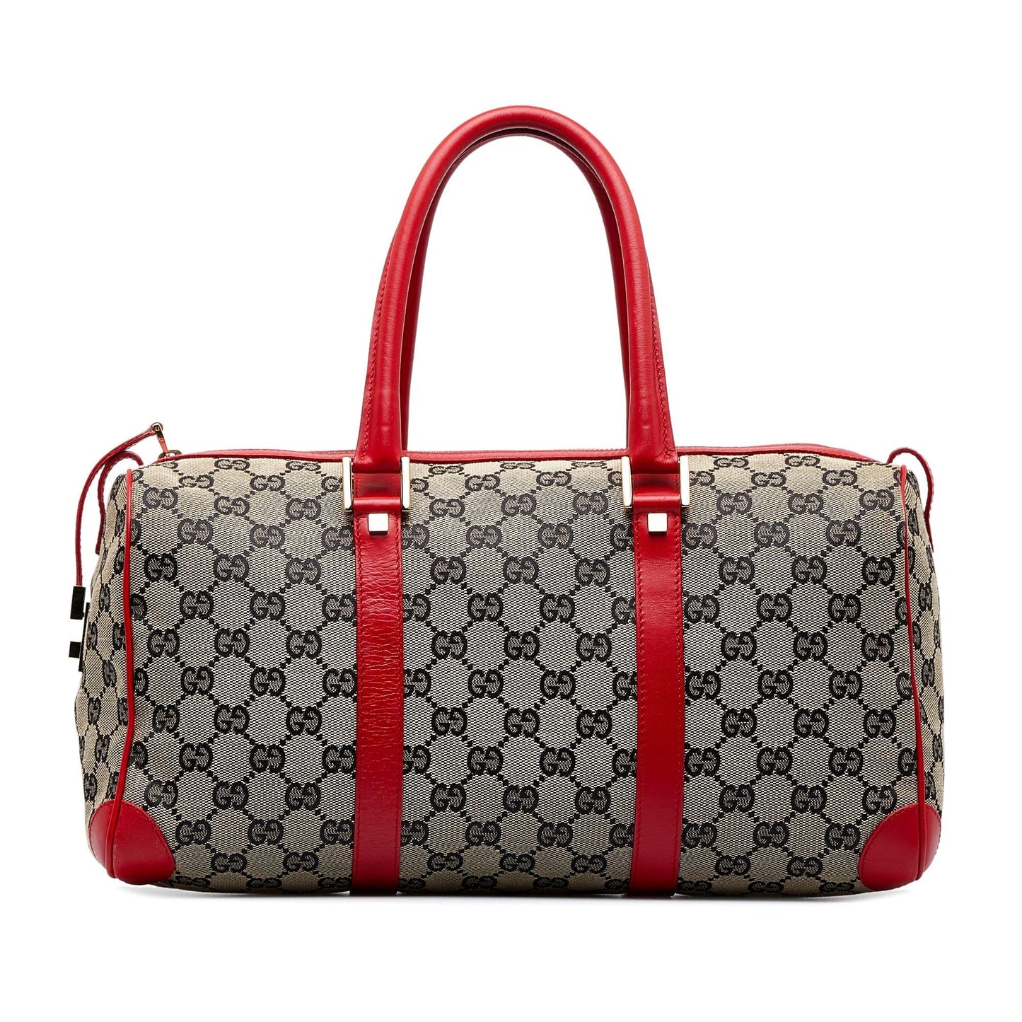 Gucci GG Boston SHG-OKnHH0 Canvas Calf Red Grey Satchel Bag
