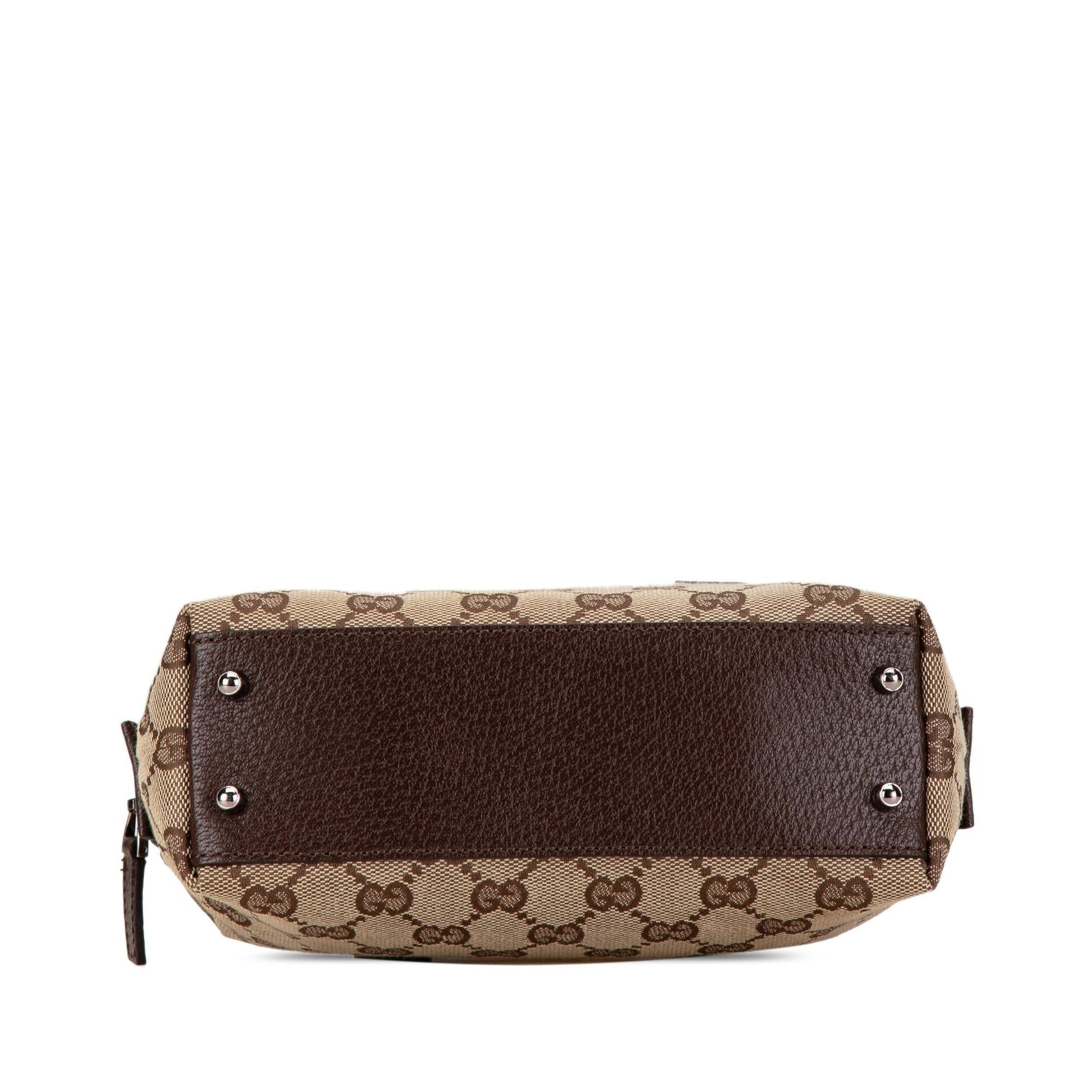 Gucci GG Boston SHG-5RQJvn Canvas Calf Brown Satchel Bag