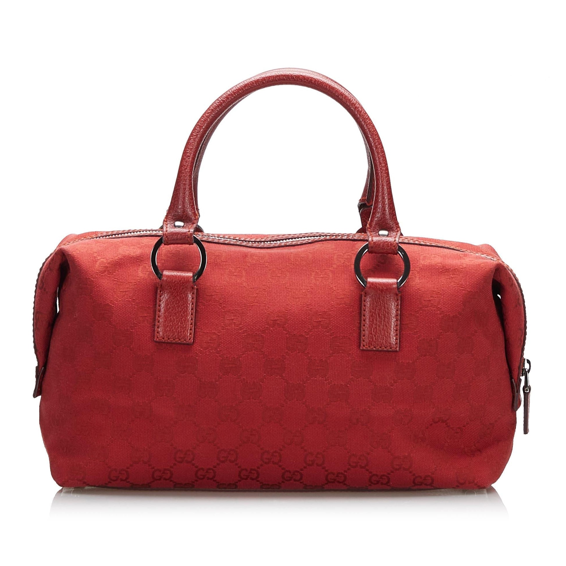Gucci GG Boston SHG-cgMthU Canvas Red Satchel Bag