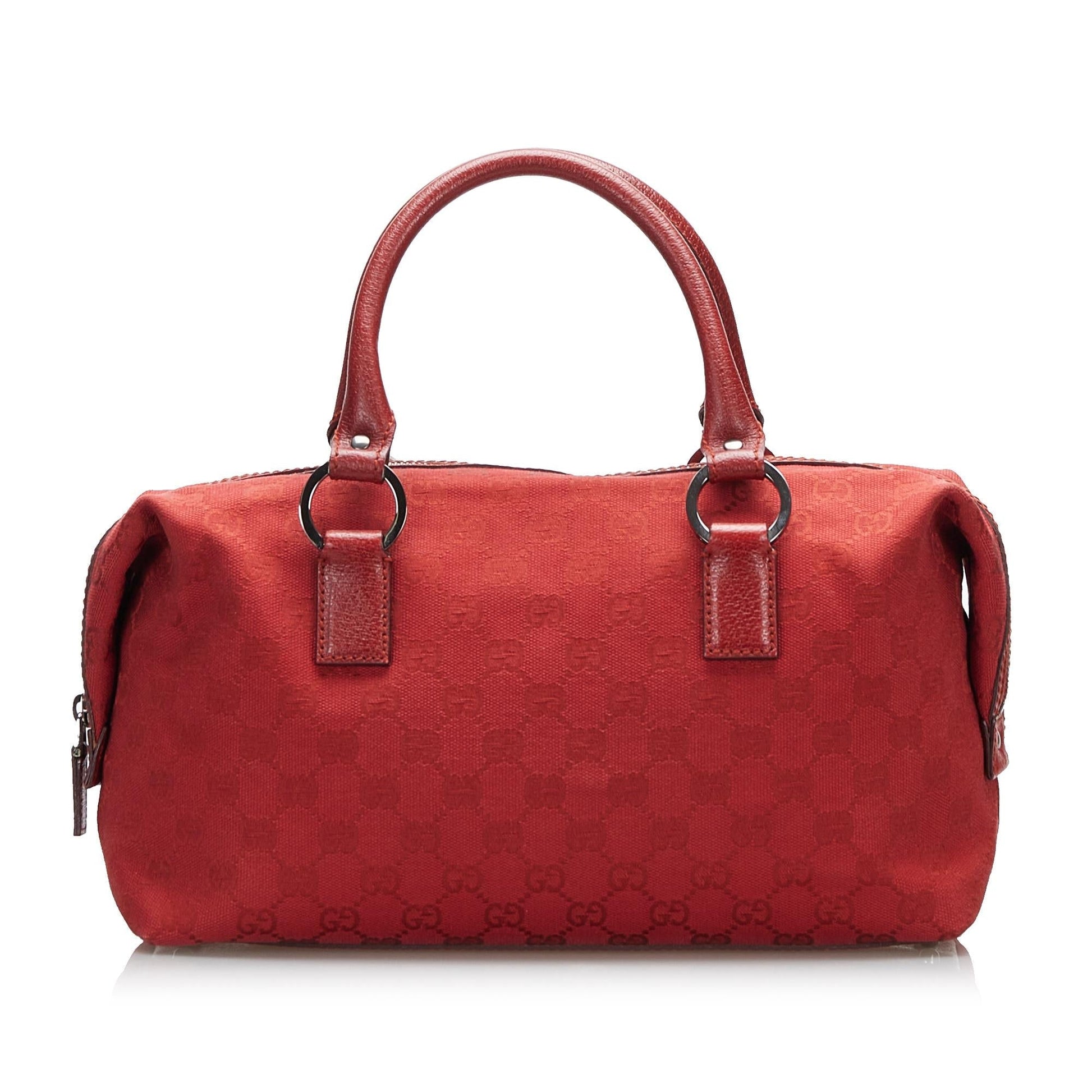 Gucci GG Boston SHG-cgMthU Canvas Red Satchel Bag