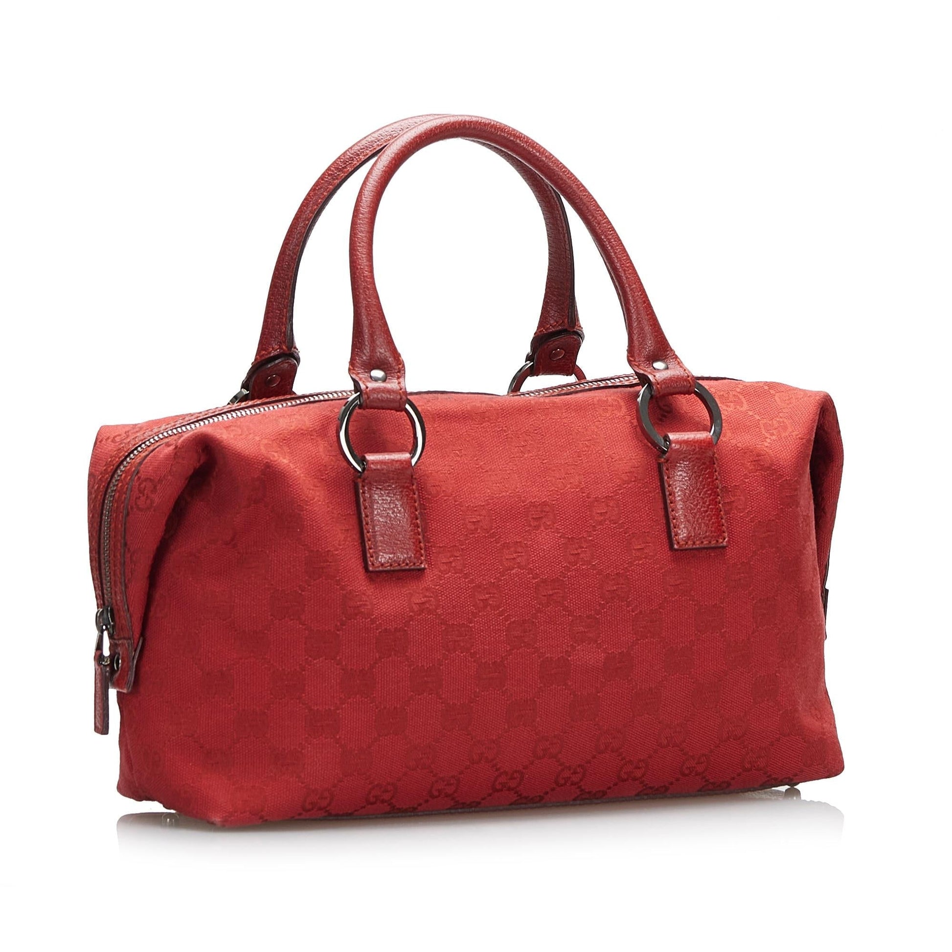 Gucci GG Boston SHG-cgMthU Canvas Red Satchel Bag