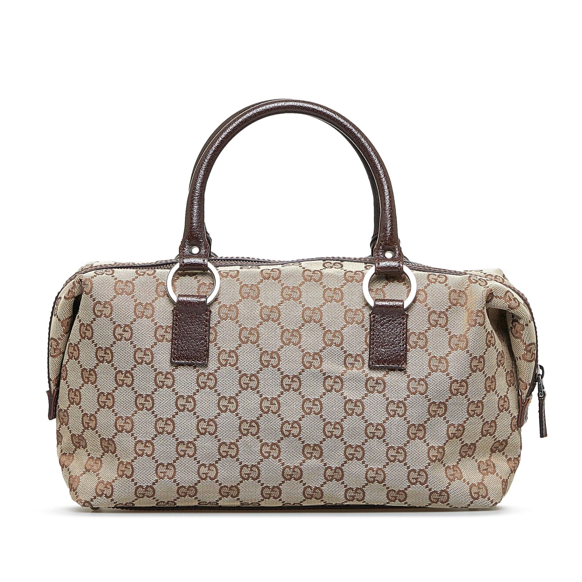 Gucci GG Boston SHG-aIpKEx Canvas Calf Brown Satchel Bag