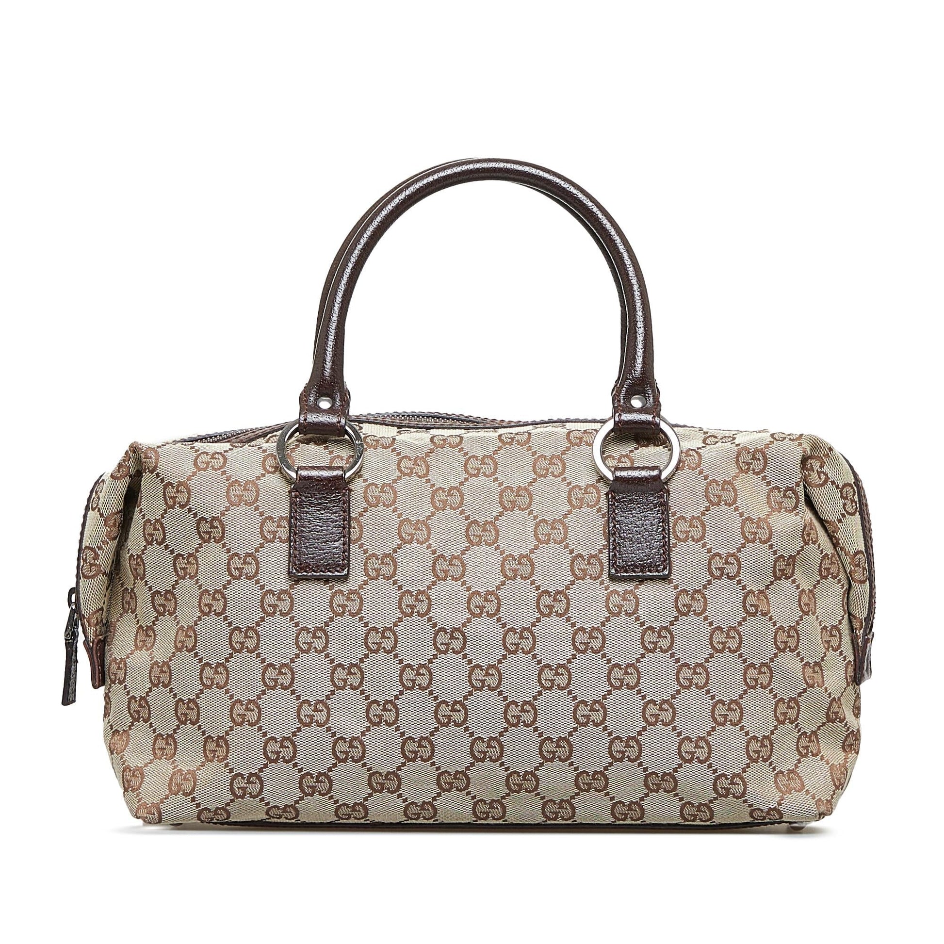 Gucci GG Boston SHG-aIpKEx Canvas Calf Brown Satchel Bag