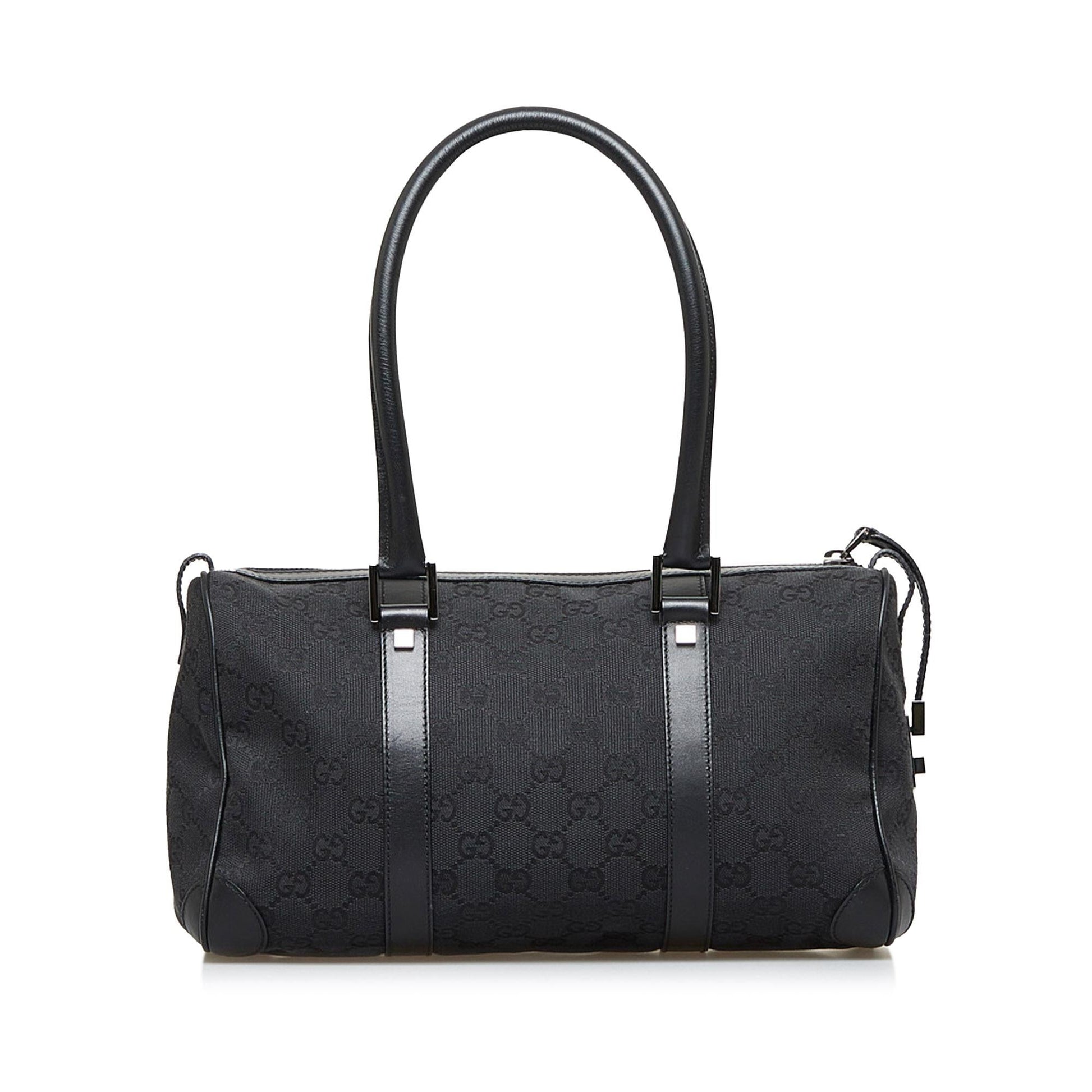 Gucci GG Boston SHG-QYLFoi Canvas Calf Black Satchel Bag