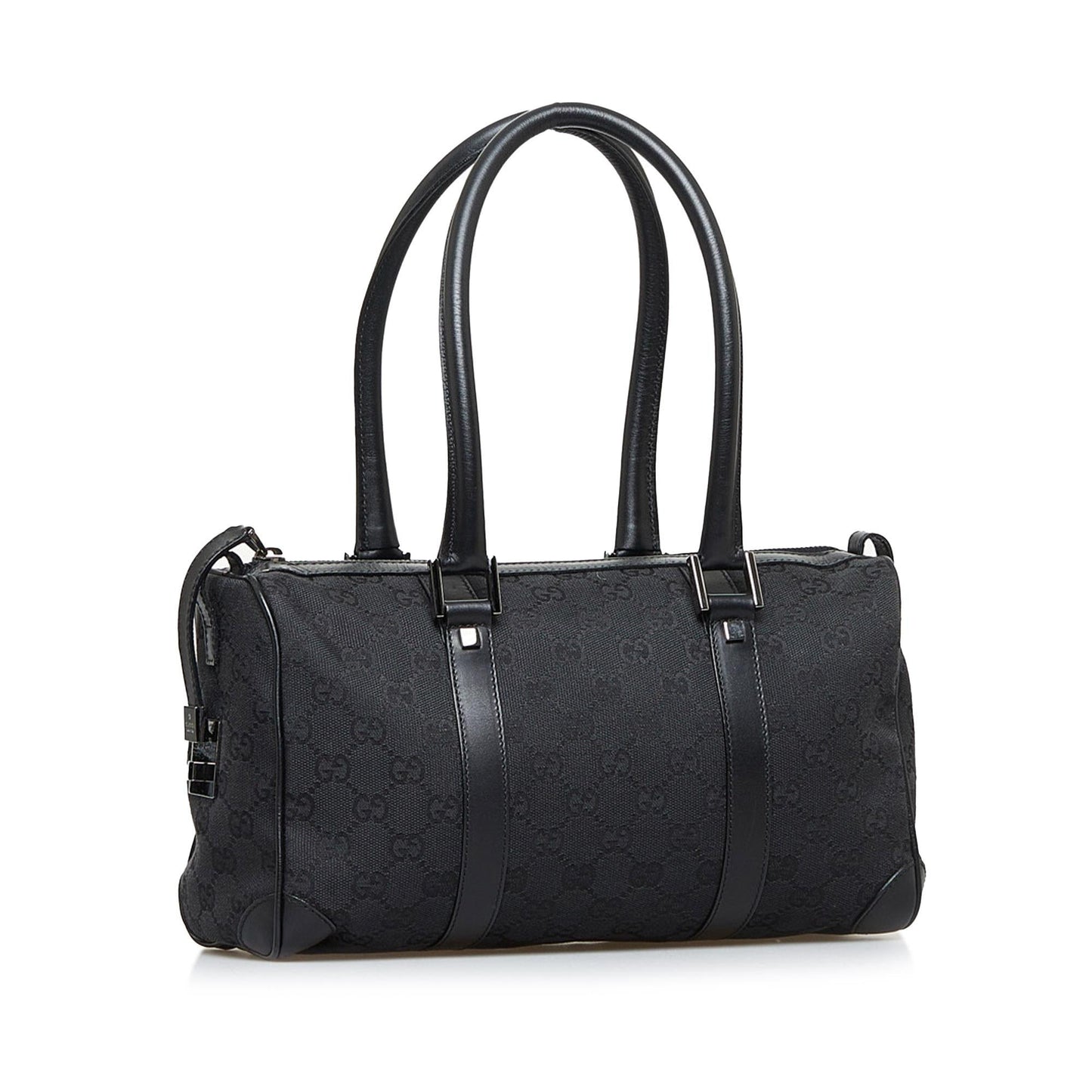 Gucci GG Boston SHG-QYLFoi Canvas Calf Black Satchel Bag