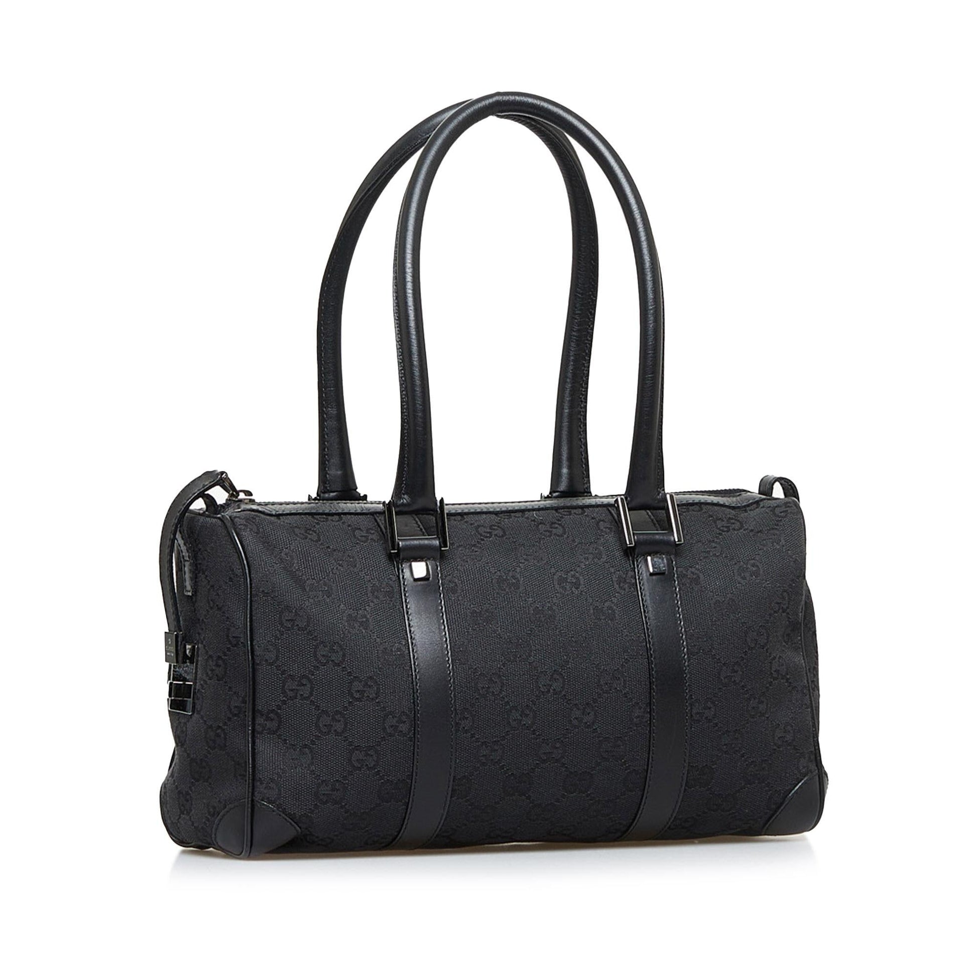Gucci GG Boston SHG-QYLFoi Canvas Calf Black Satchel Bag