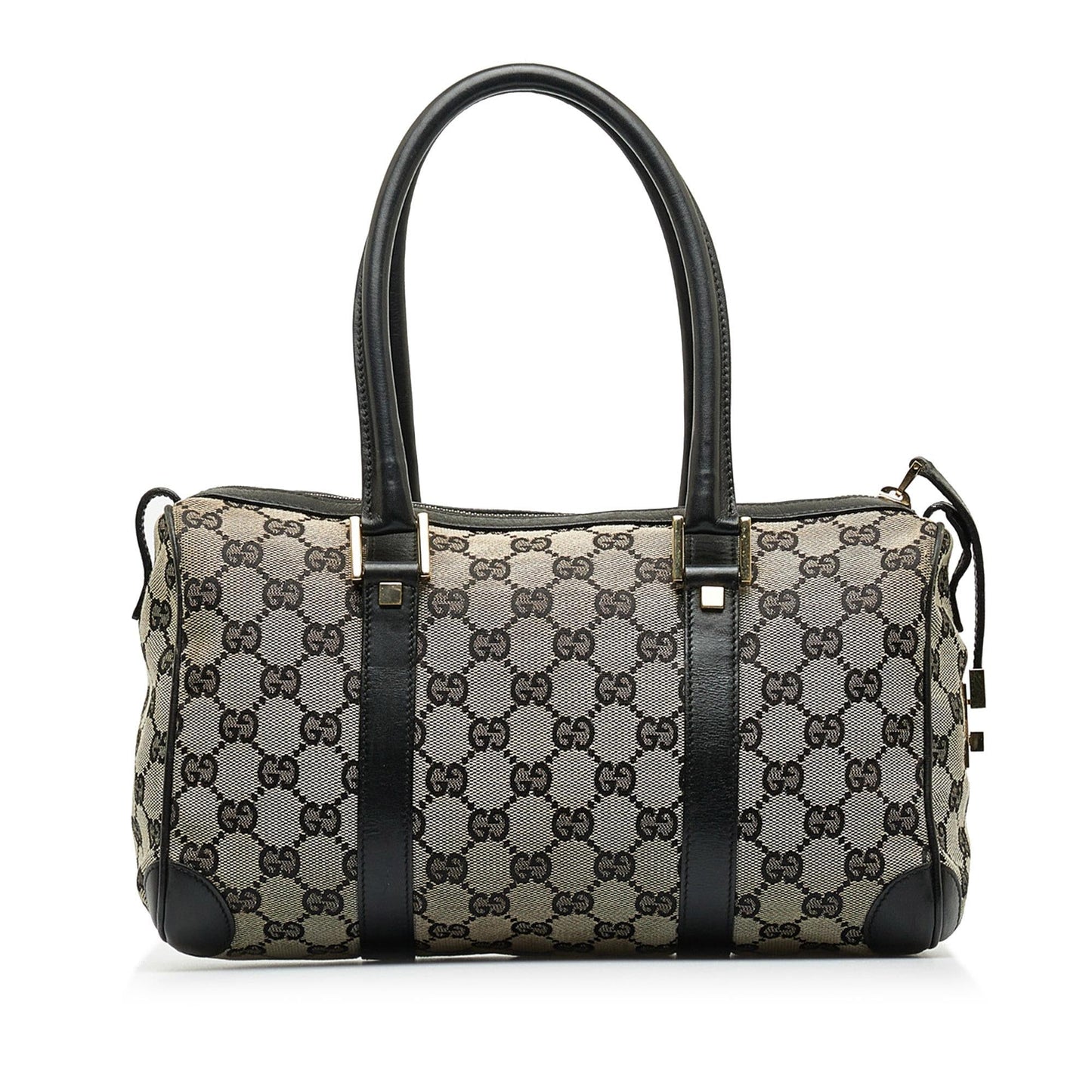 Gucci GG Boston SHG-l522aR Canvas Calf Black Grey Satchel Bag