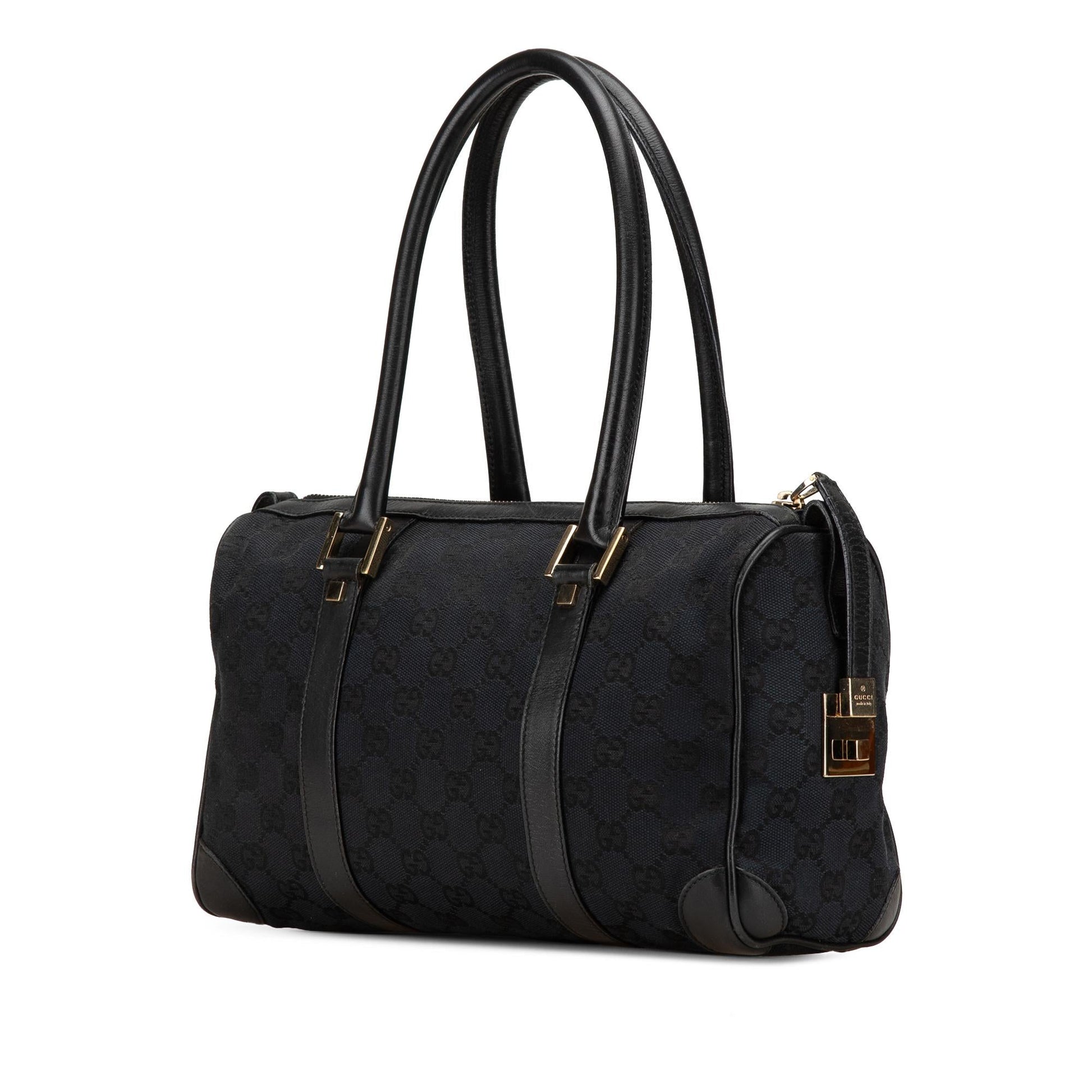 Gucci GG Boston Canvas Blue Satchel Bag