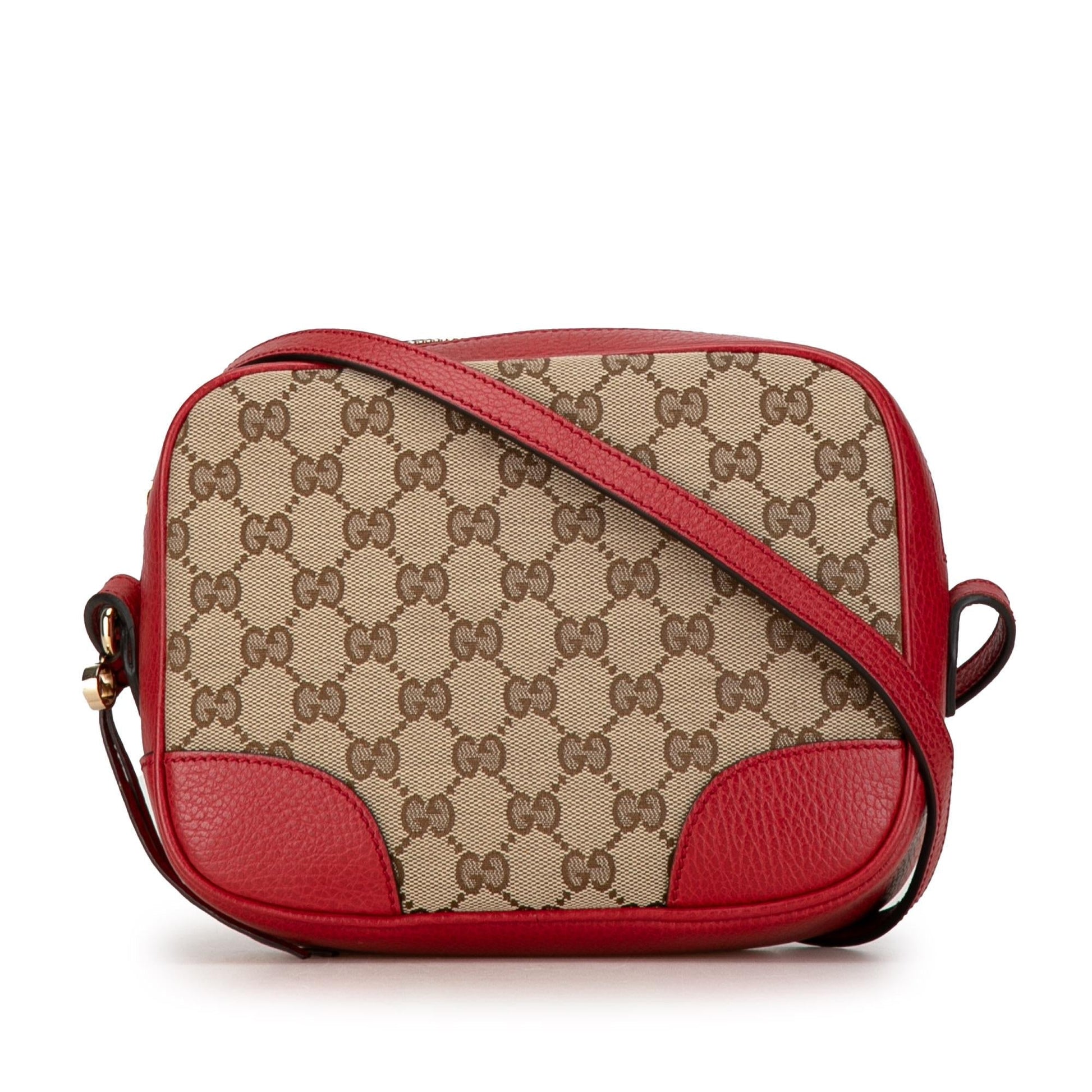 Gucci GG Bree SHG-dZwGU2 Canvas Calf Brown Red Crossbody Bag