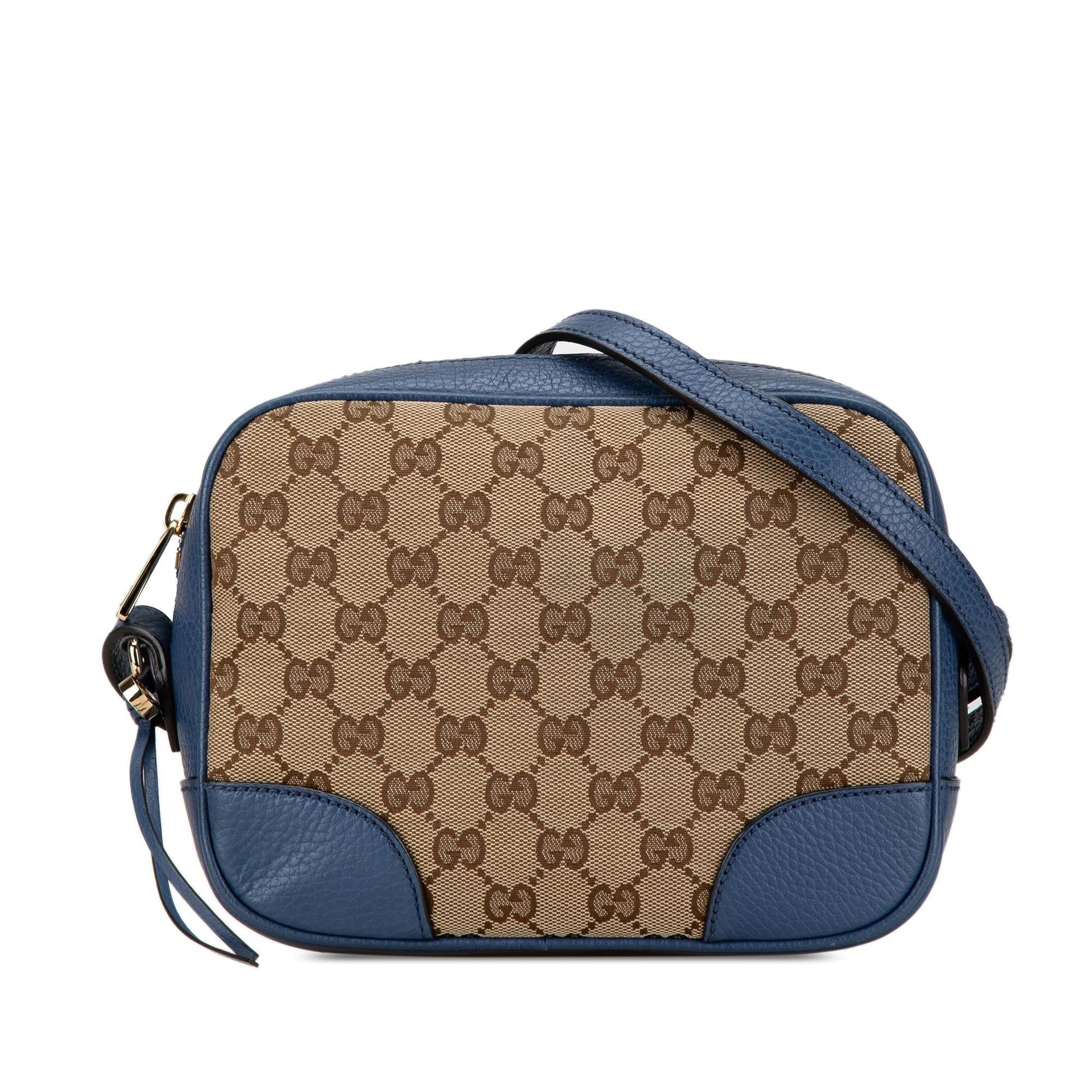 Gucci GG Bree SHG-7cQ2MN Canvas Calf Brown Blue Crossbody Bag