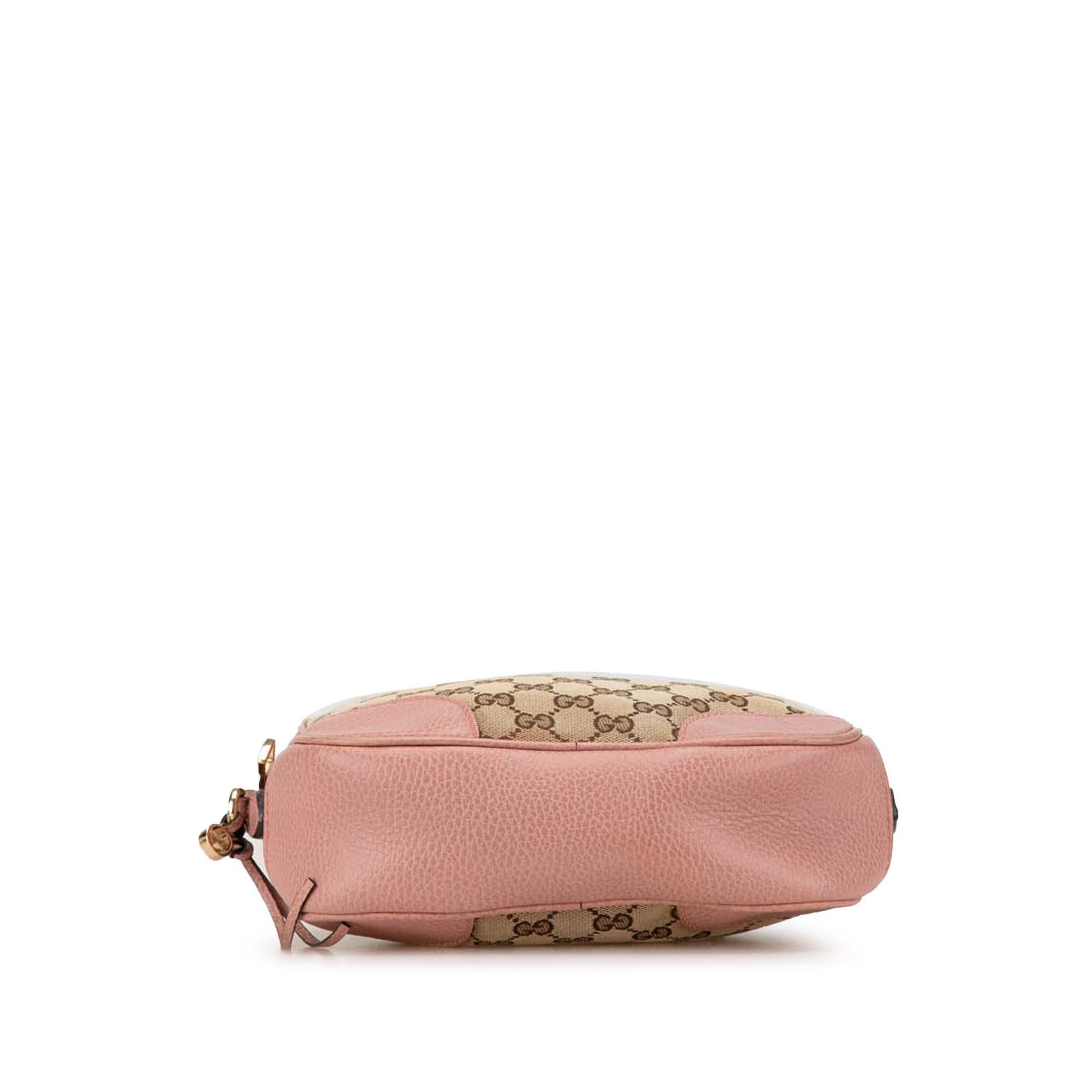 Gucci GG Bree Canvas Calf Brown Pink Crossbody Bag Shg Divts7