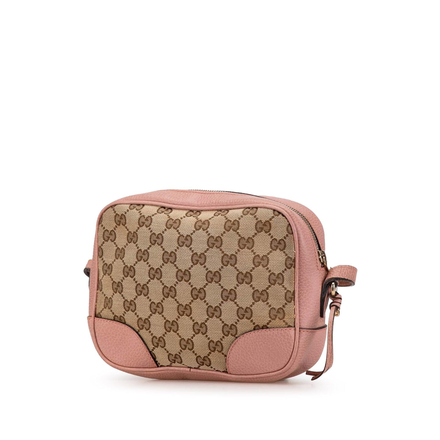 Gucci GG Bree Canvas Calf Brown Pink Crossbody Bag Shg Divts7