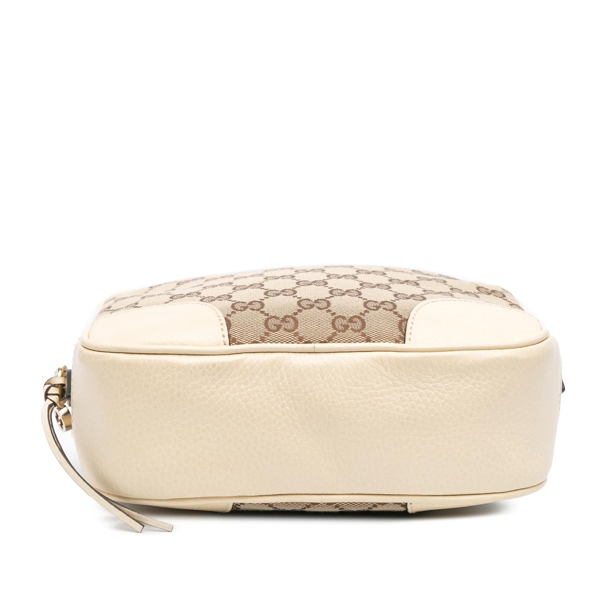 Gucci GG Bree Canvas Calf White Brown Crossbody Bag Bree Crossbody