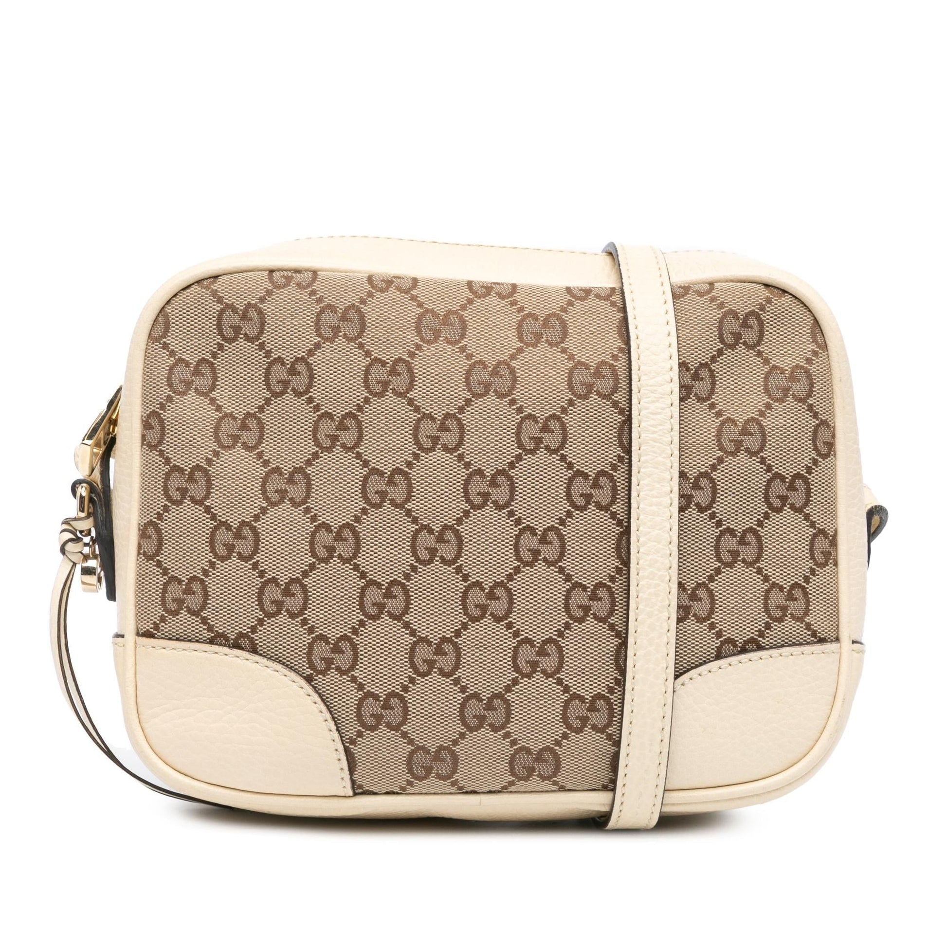 Gucci GG Bree Canvas Calf White Brown Crossbody Bag Bree Crossbody