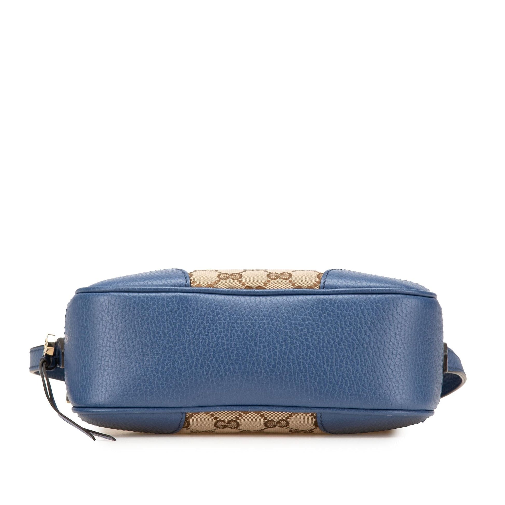 Gucci GG Bree Canvas Calf Brown Blue Crossbody Bag