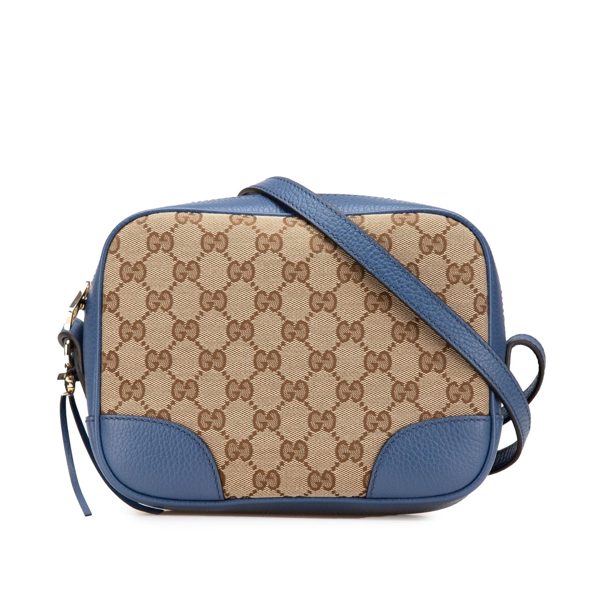 Gucci GG Bree Canvas Calf Brown Blue Crossbody Bag
