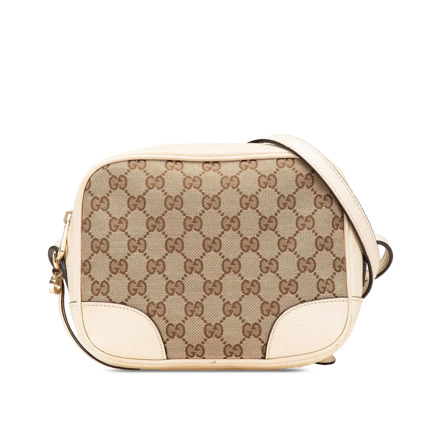 Gucci GG Bree Canvas Calf White Brown Crossbody Bag