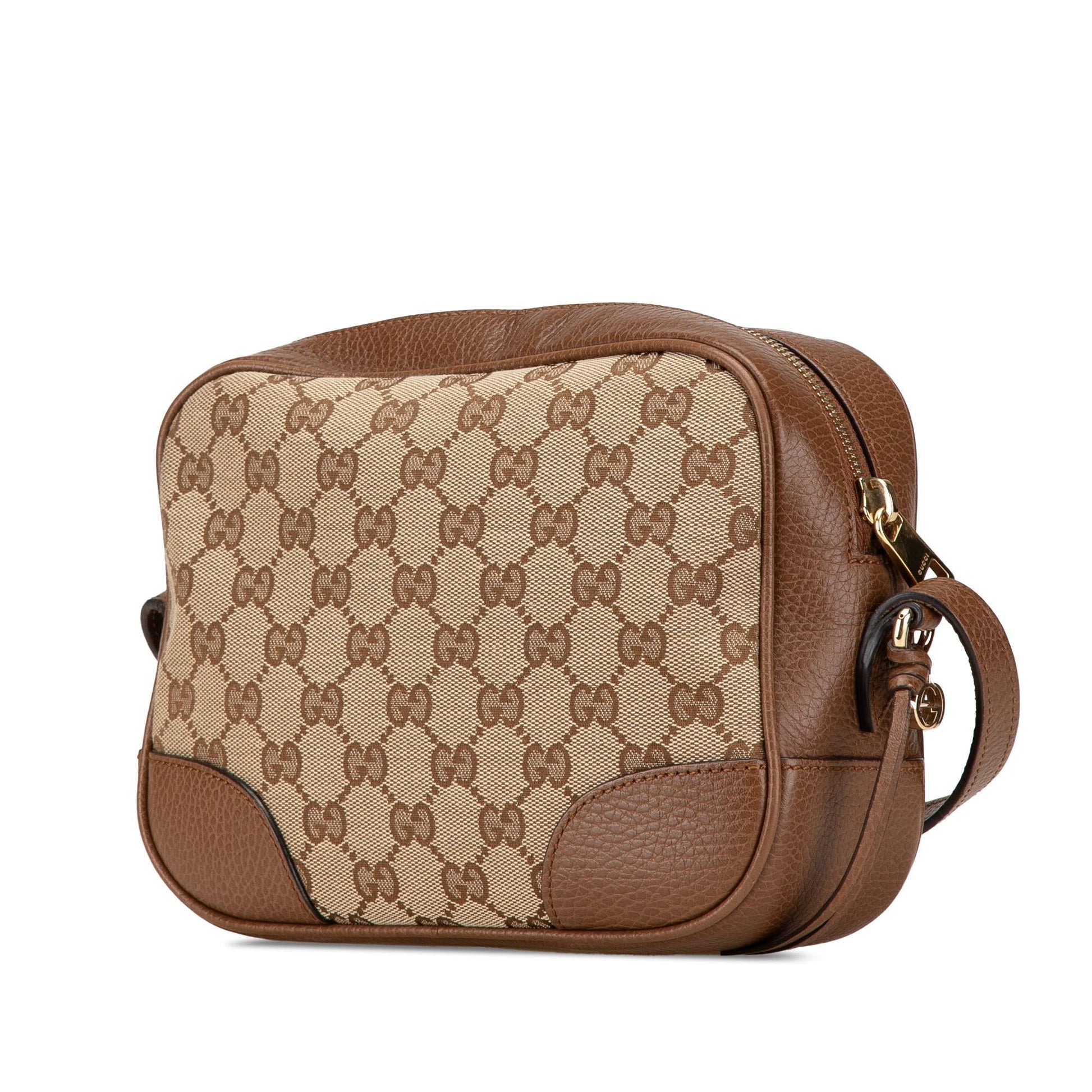 Gucci GG Bree Canvas Calf Brown Crossbody Bag
