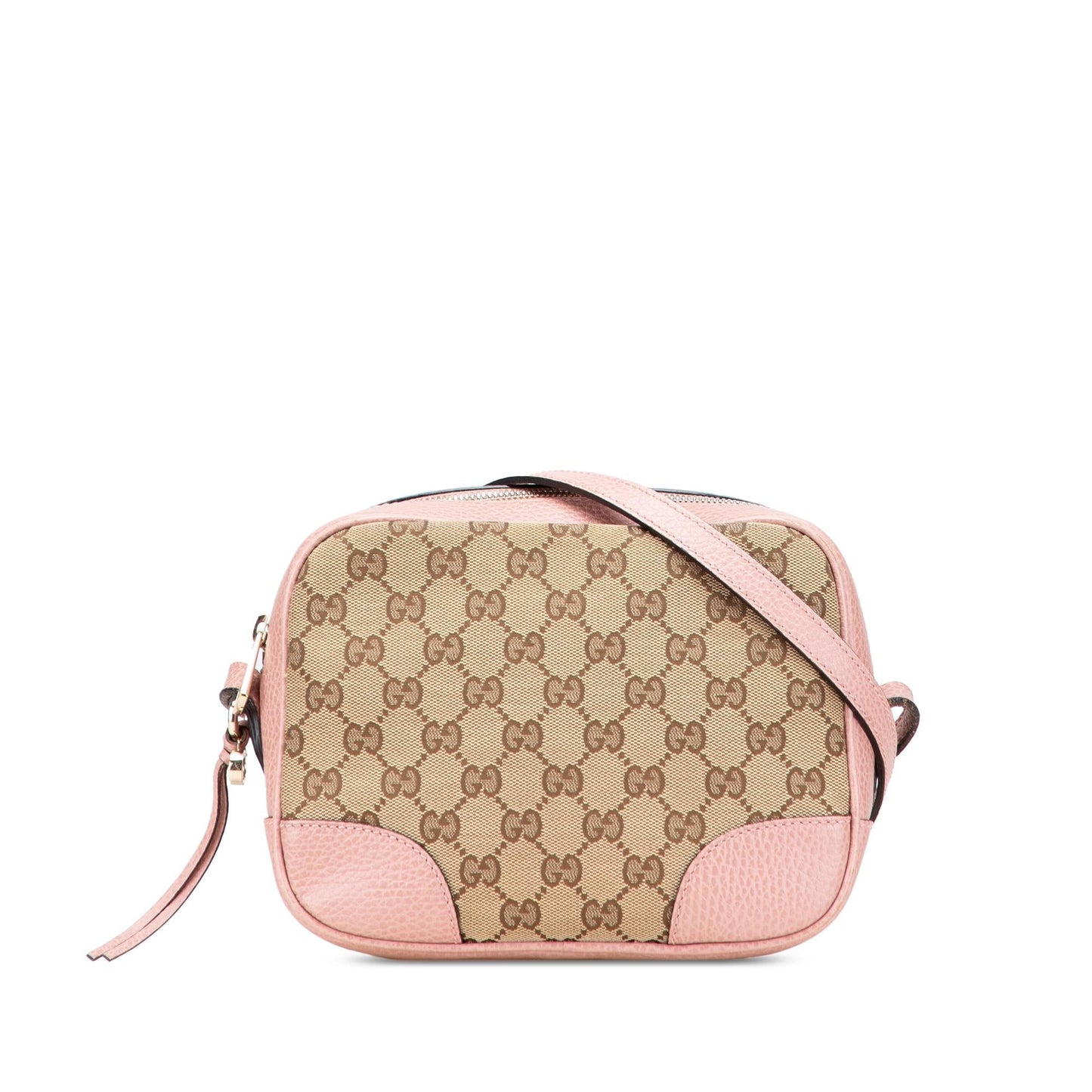 Gucci GG Bree Canvas Calf Brown Pink Crossbody Bag