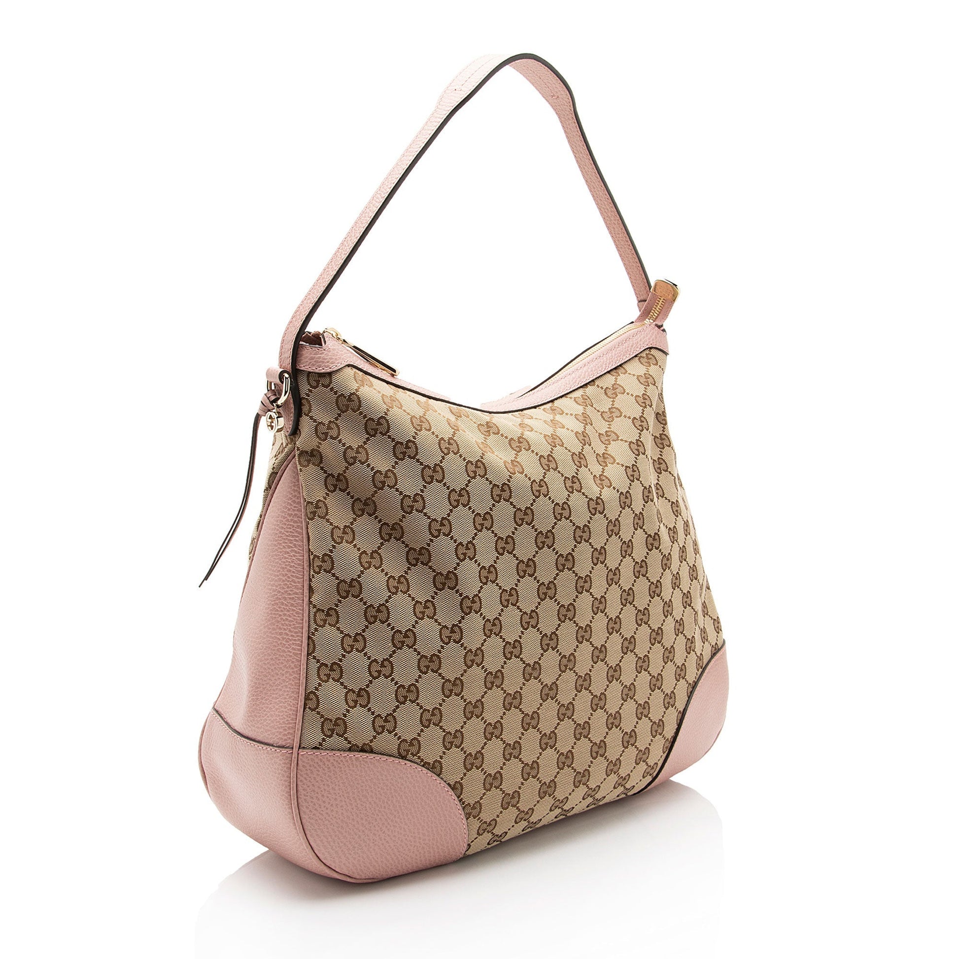 Gucci GG Bree SHF-4sIfHM Leather Canvas Beige Pink Shoulder Bag