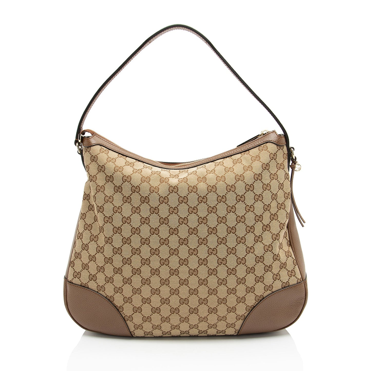 Gucci GG Bree Leather Canvas Brown Large Shoulder Bag