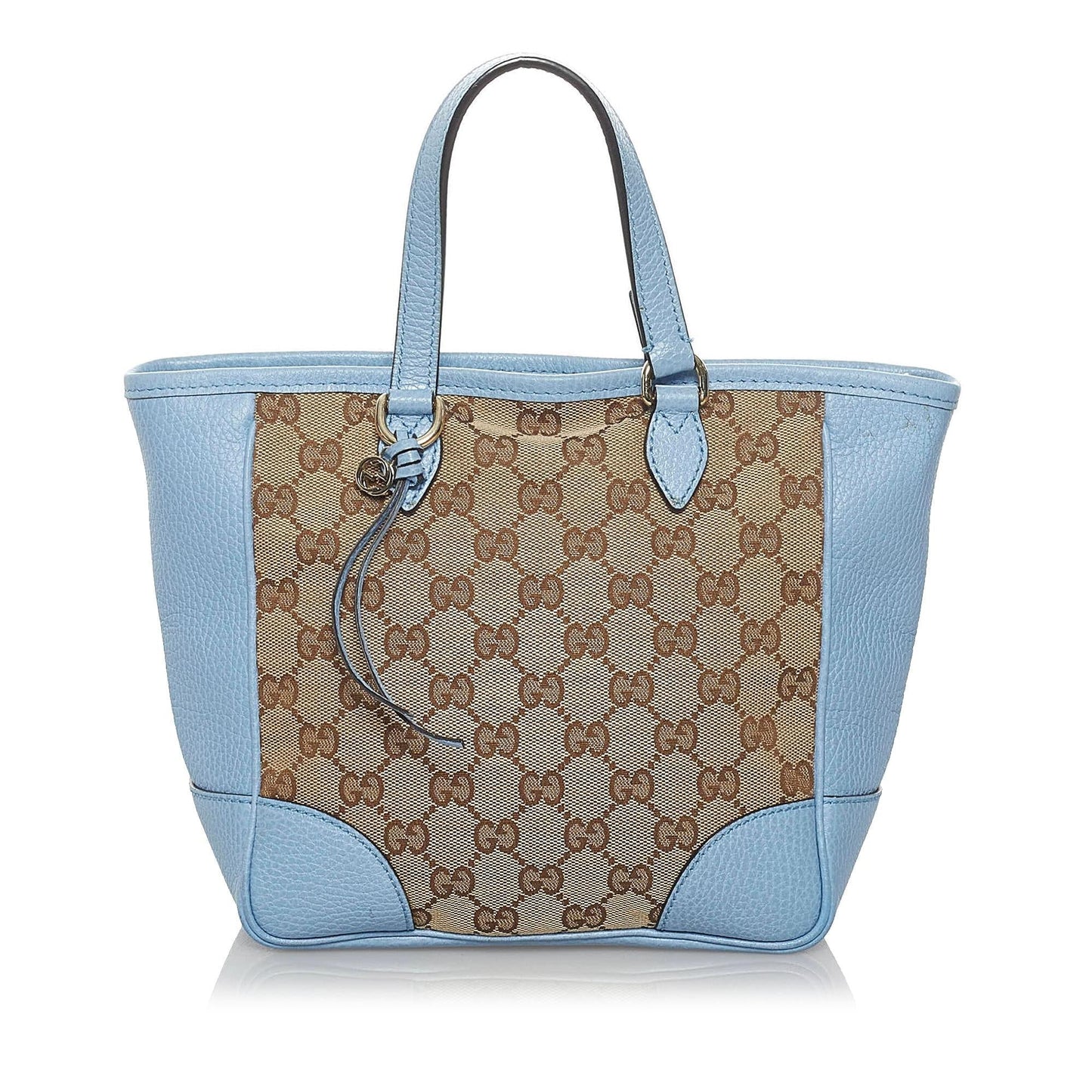 Gucci GG Bree SHG Leather Canvas Brown Blue Satchel Bag