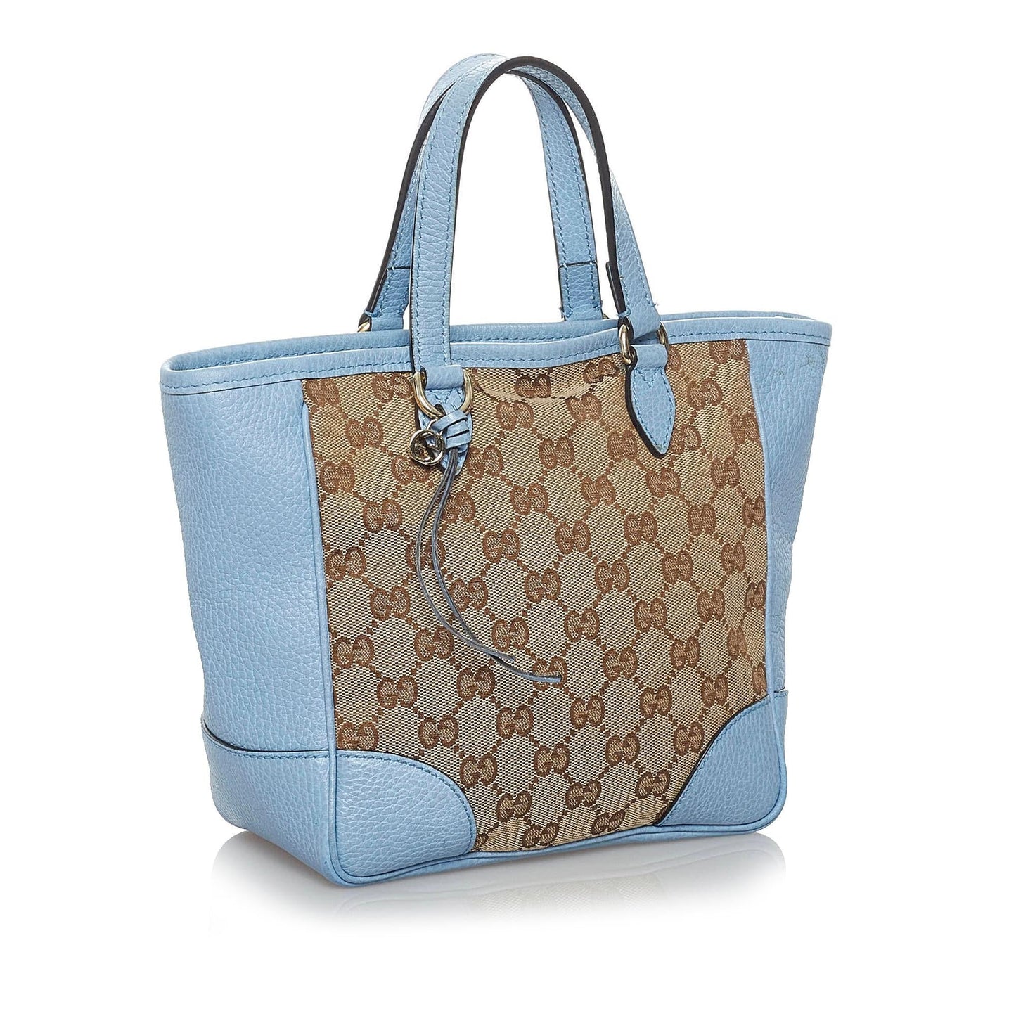 Gucci GG Bree SHG Leather Canvas Brown Blue Satchel Bag