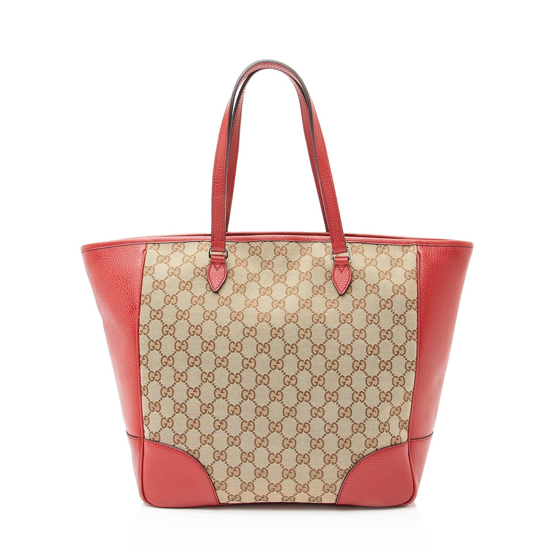 Gucci GG Bree SHF Leather Canvas Beige Red Tote Bag