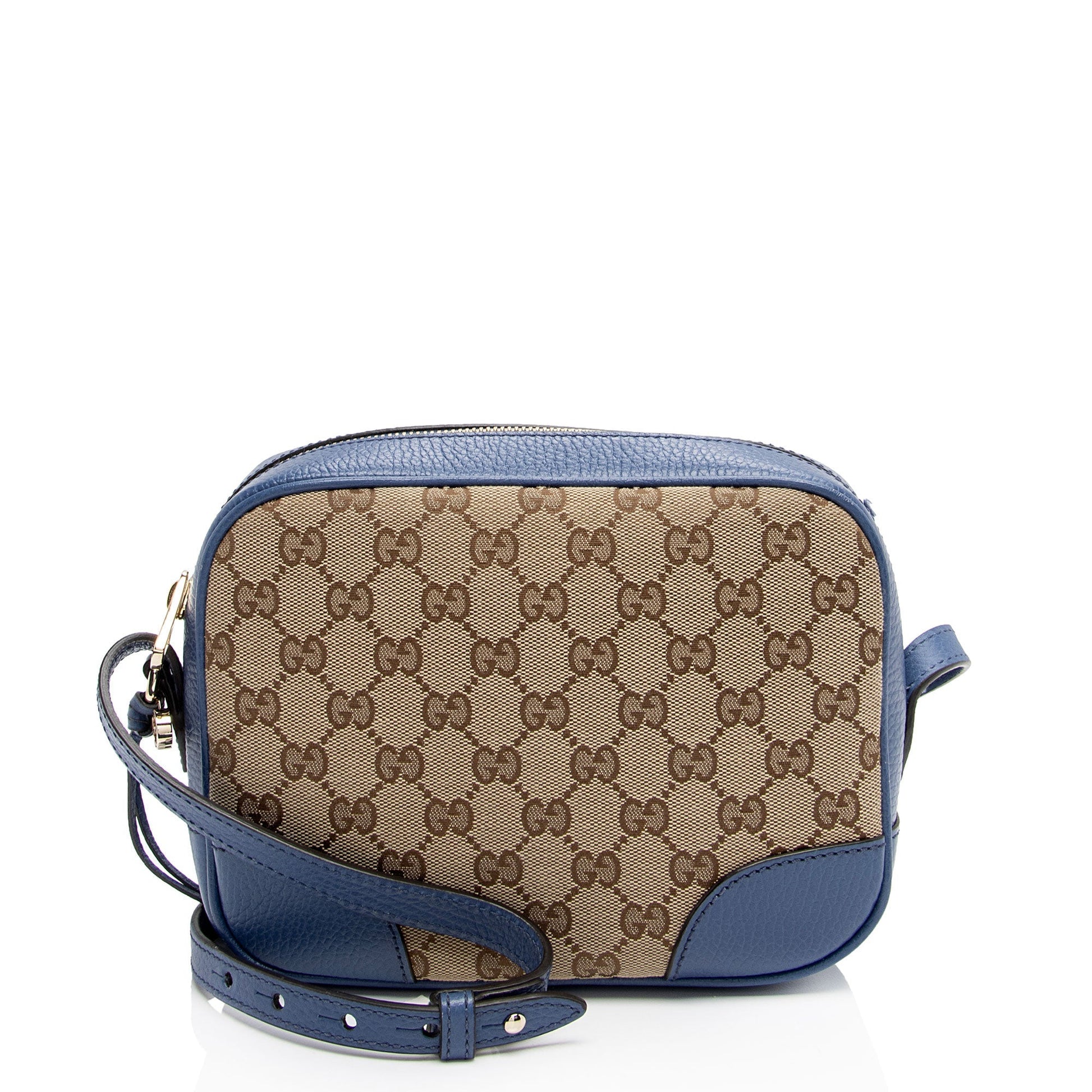 Gucci GG Bree Messenger SHF-D3ynGR Leather Canvas Beige Blue Shoulder Bag
