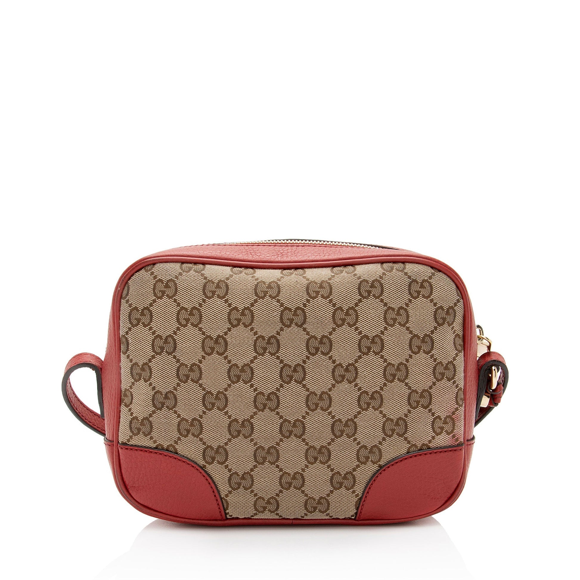 Gucci GG Bree Messenger SHF-VNxIcN Leather Canvas Beige Red Shoulder Bag
