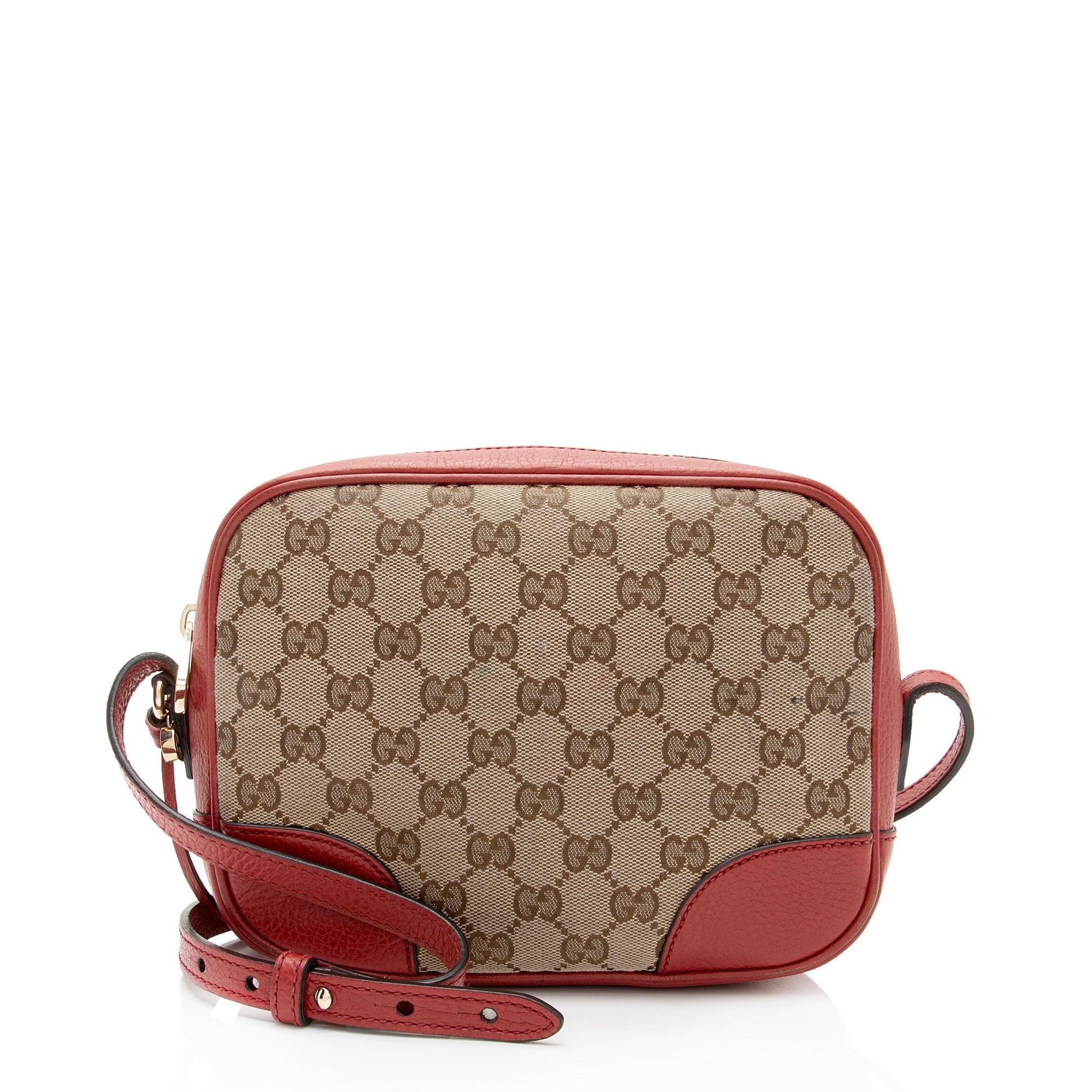 Gucci GG Bree Messenger SHF-VNxIcN Leather Canvas Beige Red Shoulder Bag
