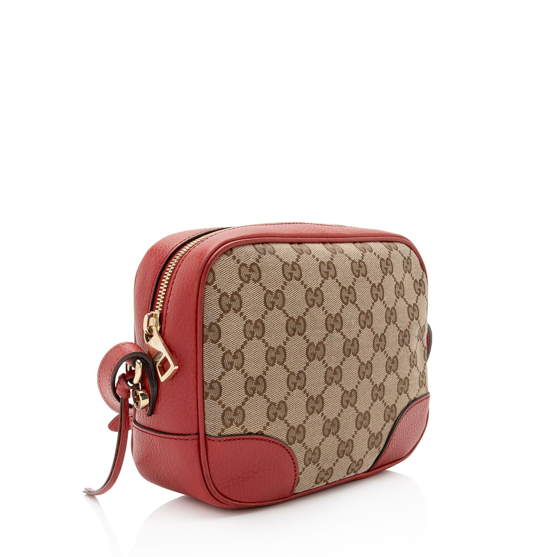Gucci GG Bree Messenger SHF-VNxIcN Leather Canvas Beige Red Shoulder Bag
